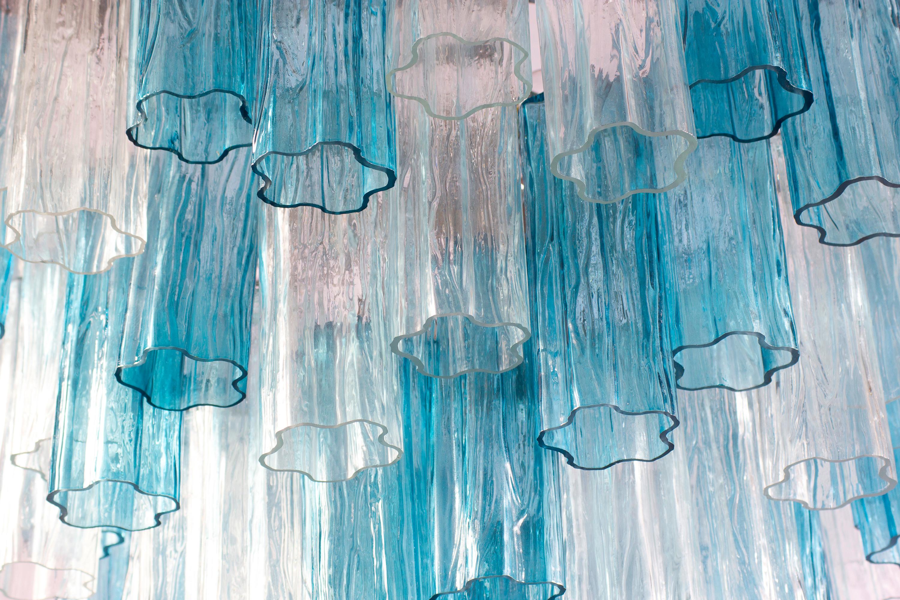 Lustre Tronchi en verre de Murano bleu et transparent du milieu du siècle dernier en vente 4