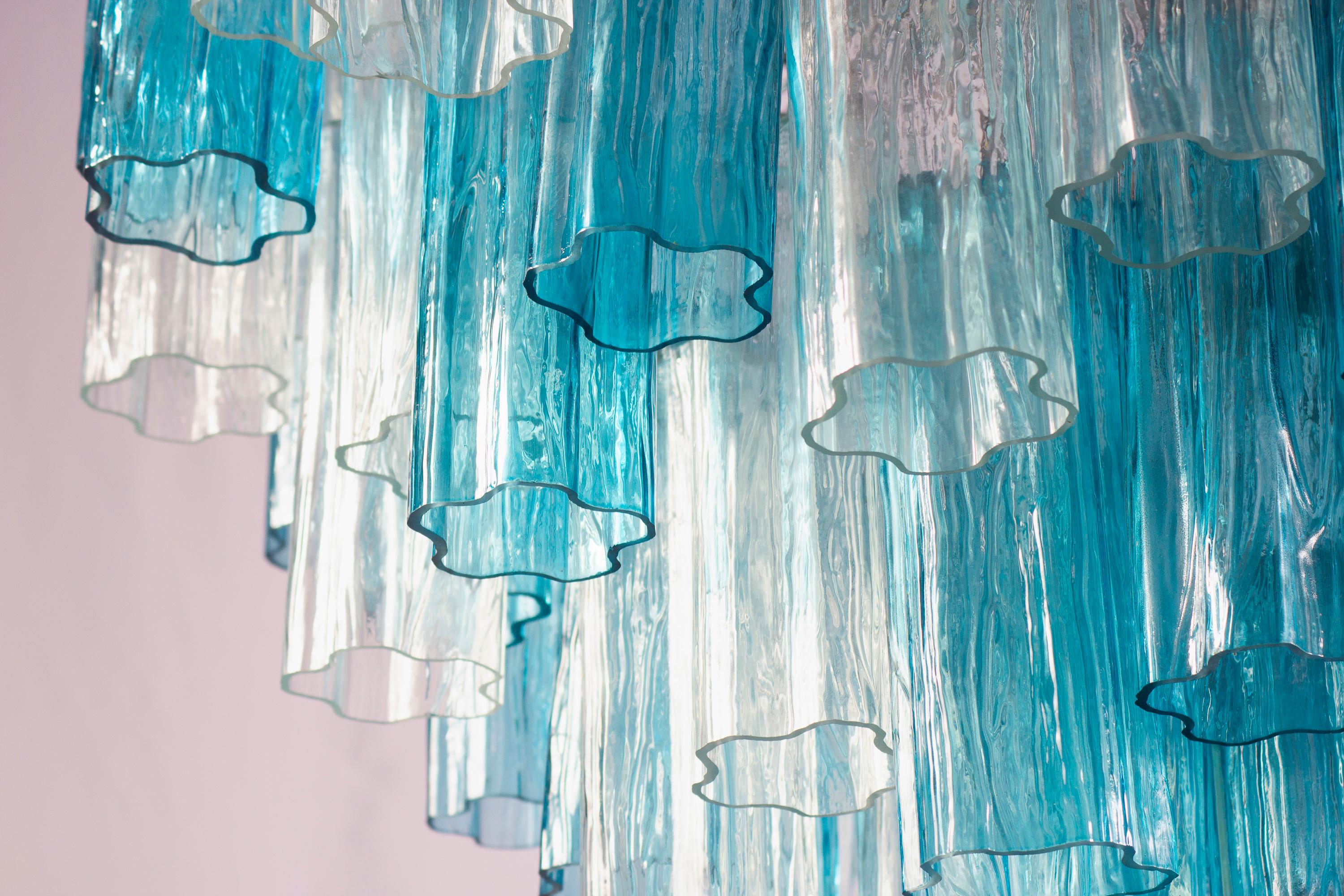 Lustre Tronchi en verre de Murano bleu et transparent du milieu du siècle dernier en vente 6