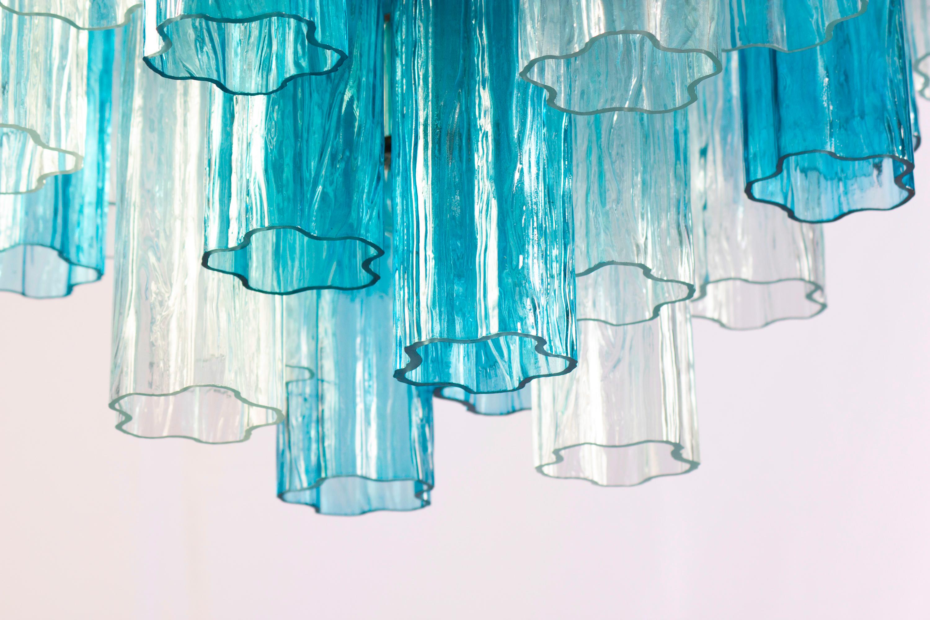Lustre Tronchi en verre de Murano bleu et transparent du milieu du siècle dernier en vente 7