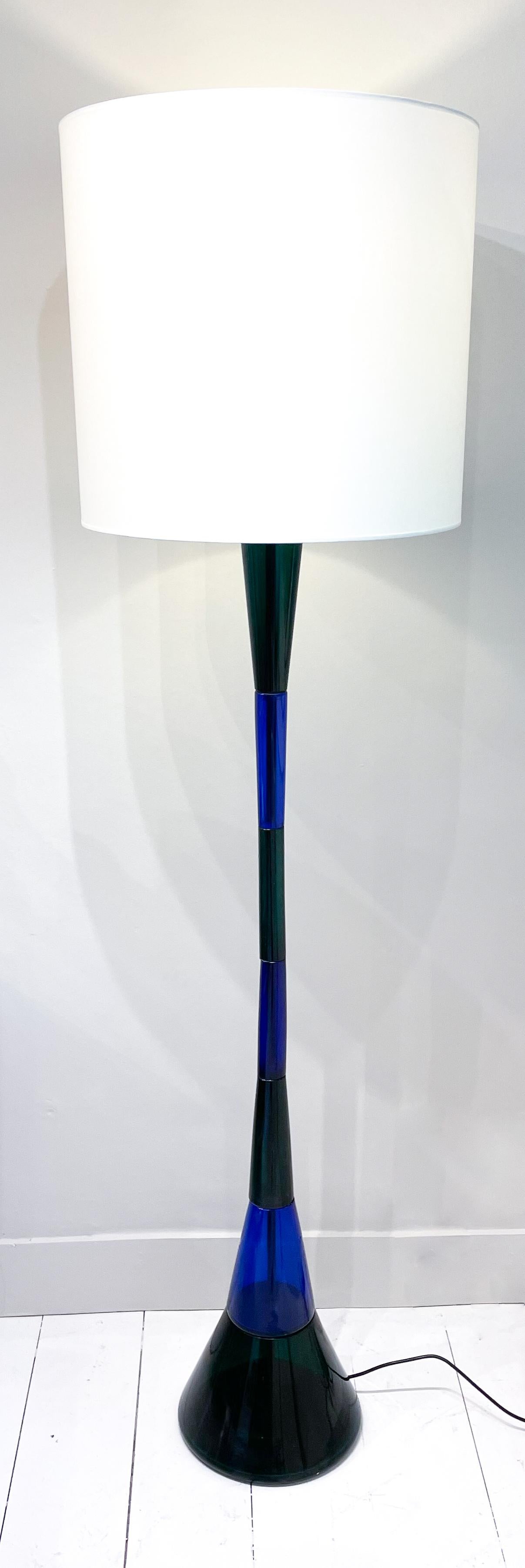 Mid-Century Blue and Green Murano Glass Floor lamp by Fulvio Bianconi, 1950s For Sale 5
