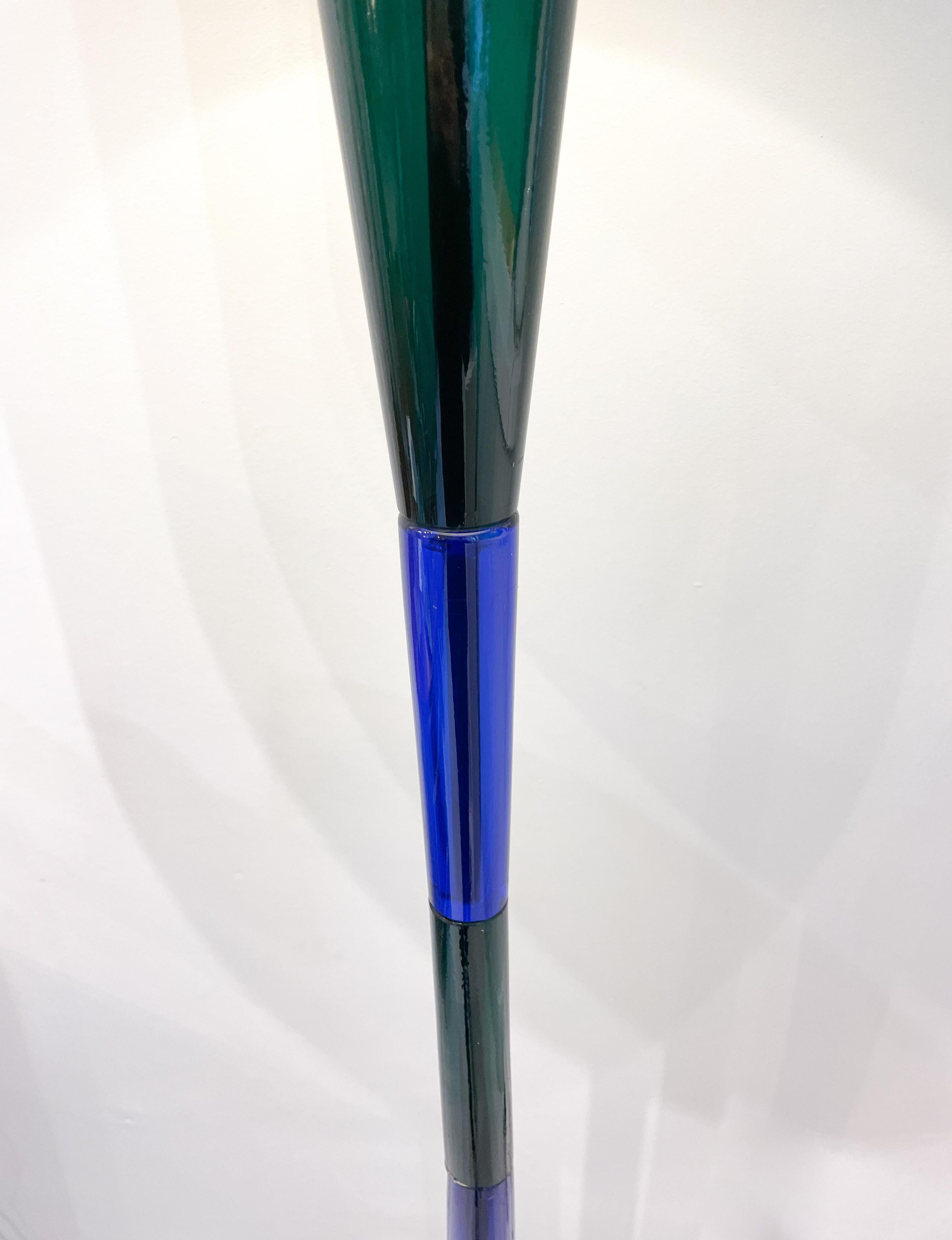 Mid-Century Modern Mid-Century Blue and Green Murano Glass Floor lamp by Fulvio Bianconi, 1950s For Sale