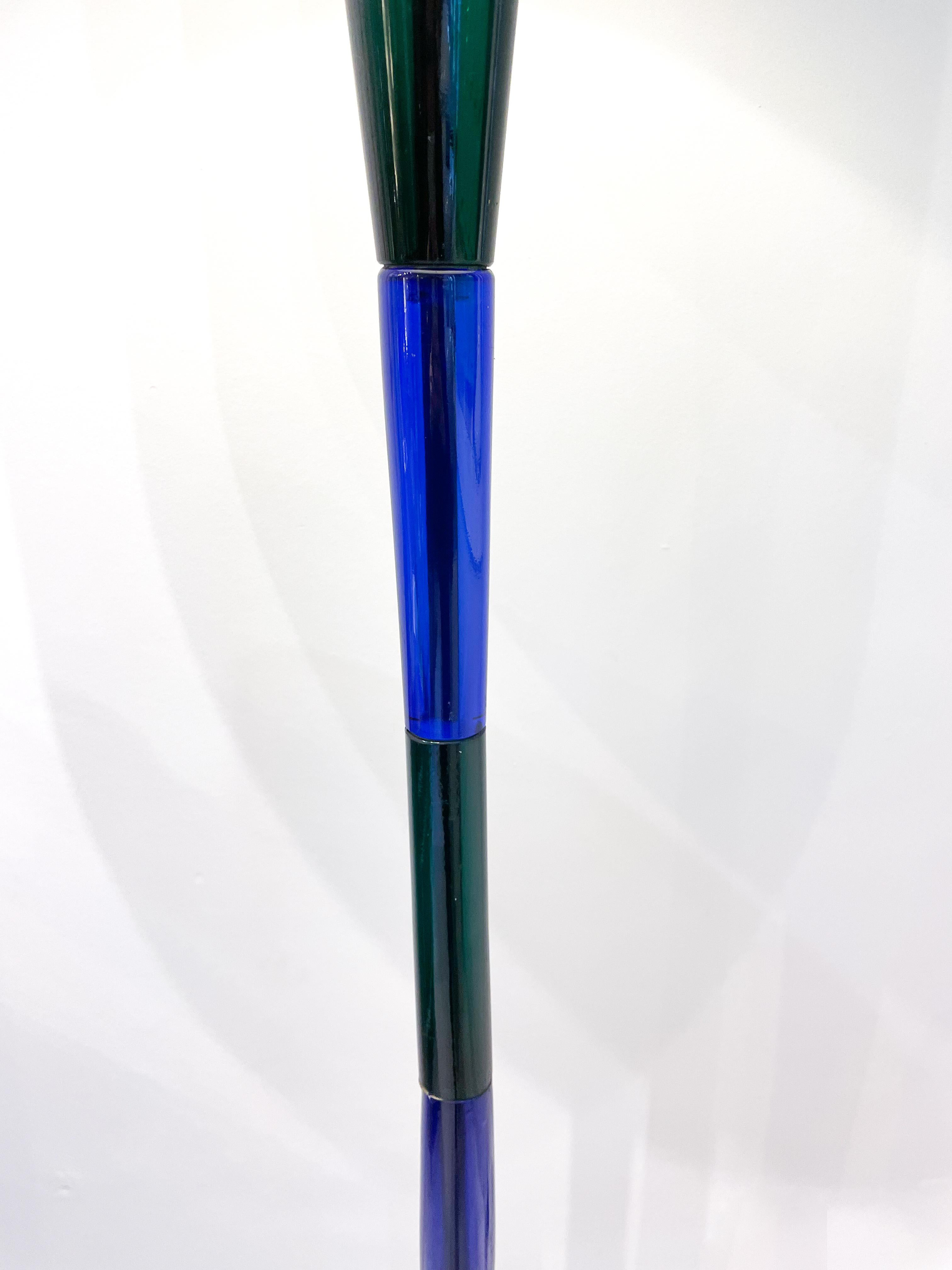 Mid-Century Blue and Green Murano Glass Floor lamp by Fulvio Bianconi, 1950s For Sale 1