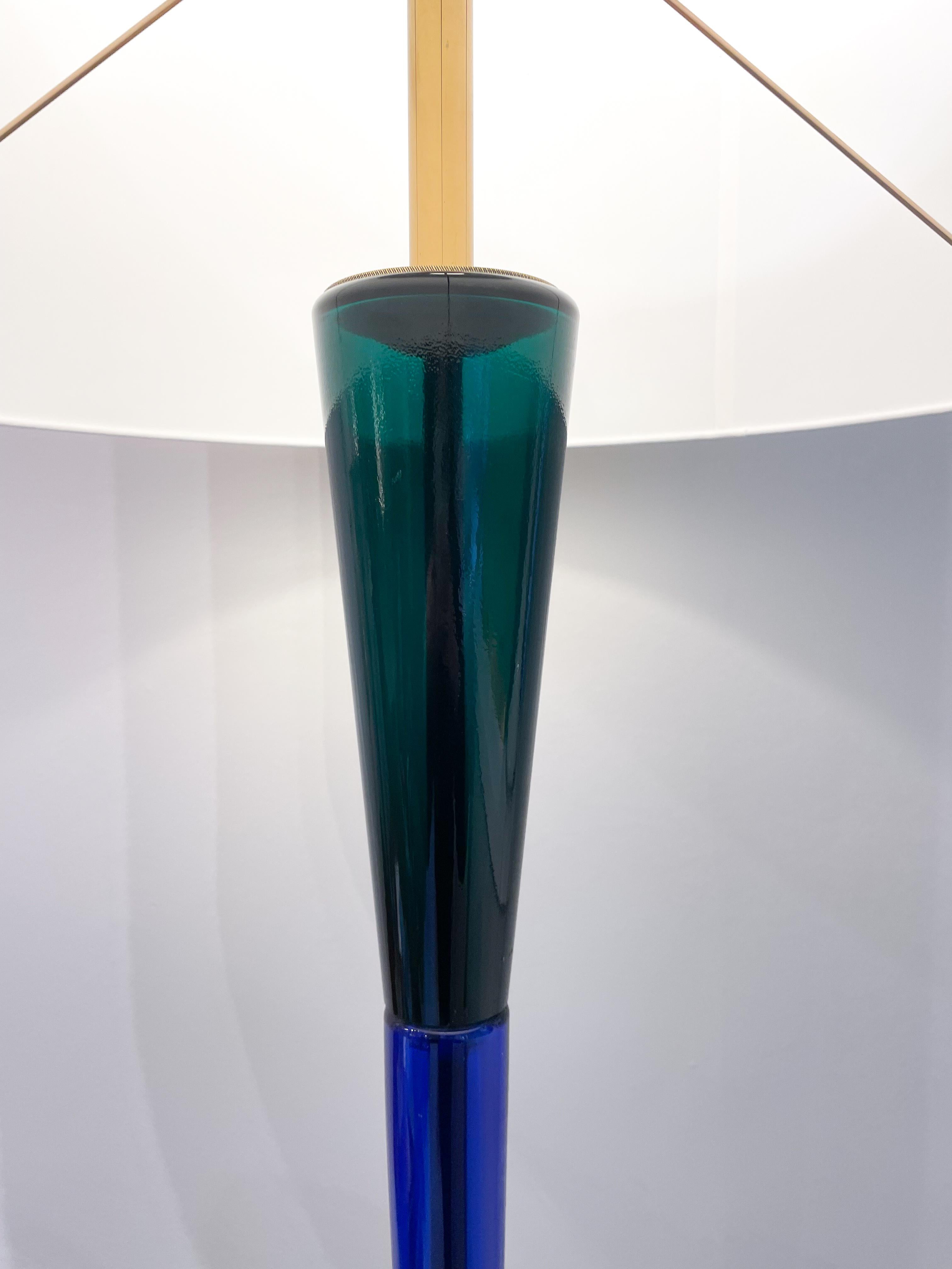 Mid-Century Blue and Green Murano Glass Floor lamp by Fulvio Bianconi, 1950s For Sale 2