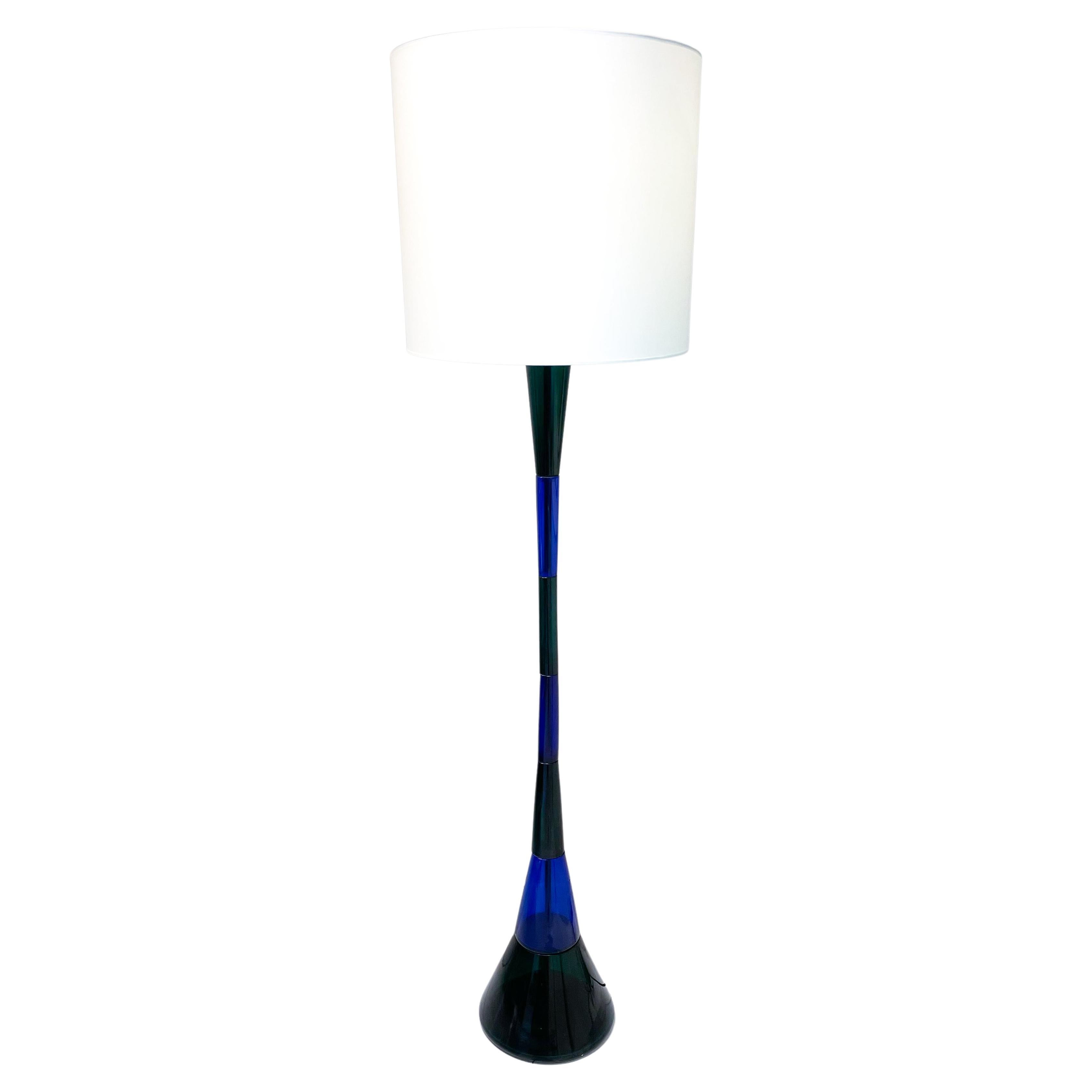 Stehlampe aus blauem und grünem Muranoglas von Fulvio Bianconi aus der Mitte des Jahrhunderts, 1950er Jahre im Angebot