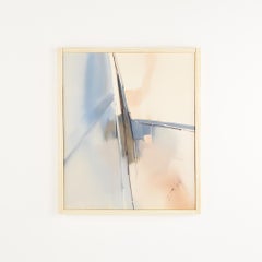 Blau und hellbraune abstrakte Kunst aus der Mitte des Jahrhunderts