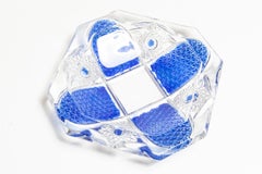 Mid Century Blue and Transparent Glass Bowl Ashtray Element, Italy, 1970s