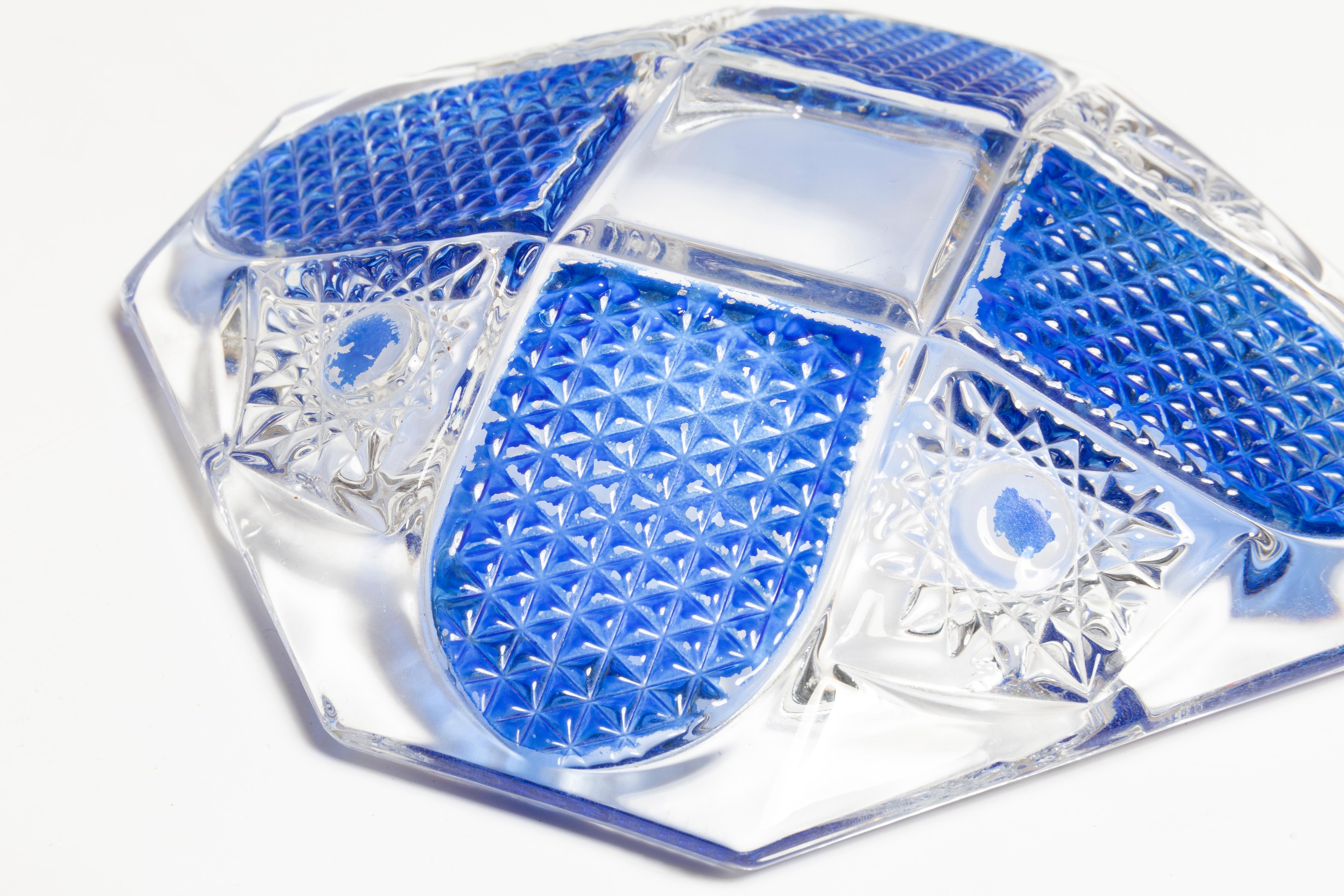 Mid Century Blue and Transparent Glass Bowl Ashtray Element, Italy, 1970s In Good Condition For Sale In 05-080 Hornowek, PL