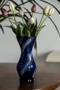 Midcentury Blue and White Murano Vase, Europe, 1960s