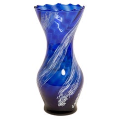 Midcentury Blue and White Murano Vase, Europe, 1960s