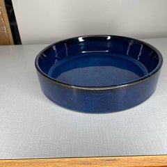 Mid Century Blue and White Speckled Ceramic Japanese Ikebana Bonsai Planter