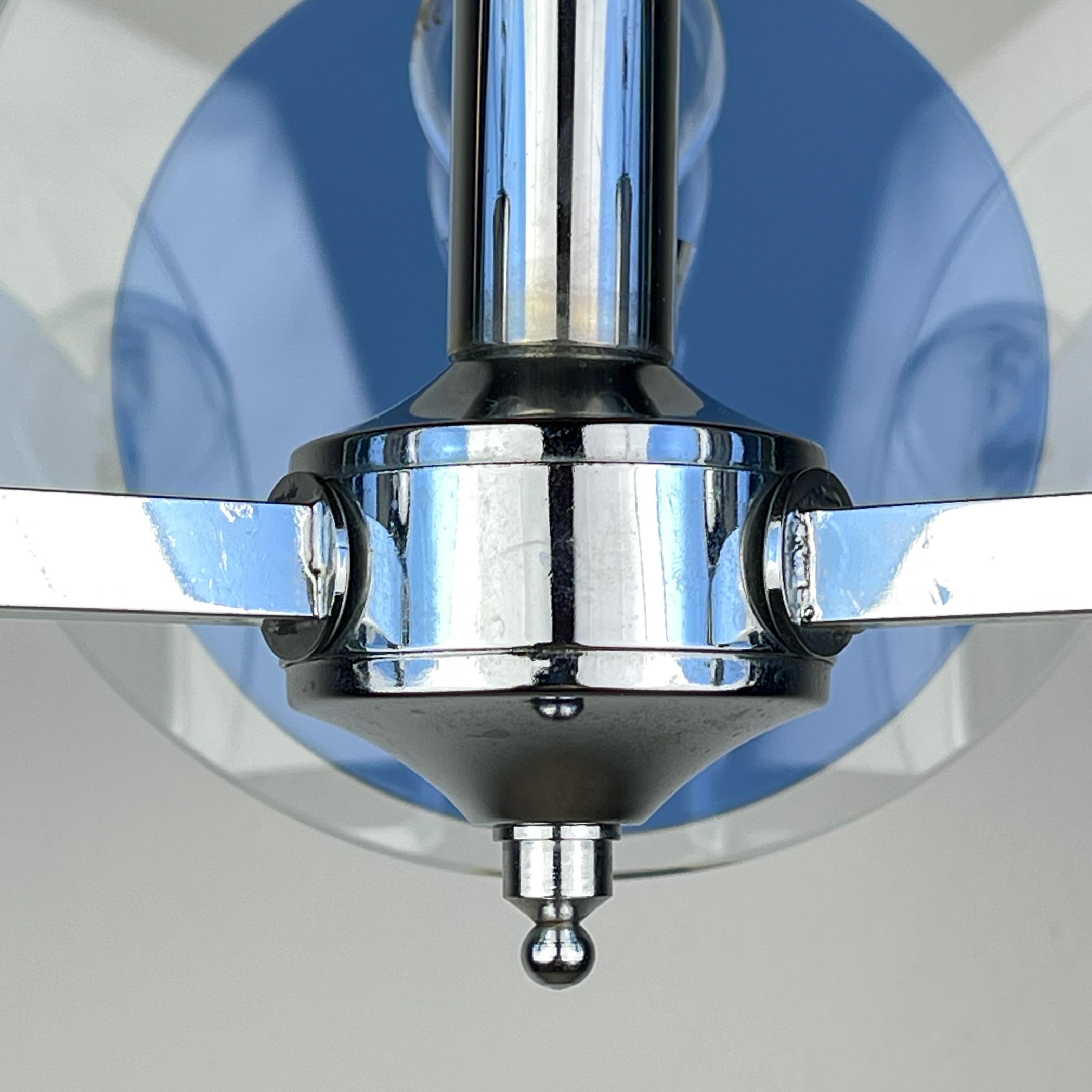 Lampe suspendue en verre d'art bleu du milieu du siècle par Veca, Italie, années 1970 en vente 3