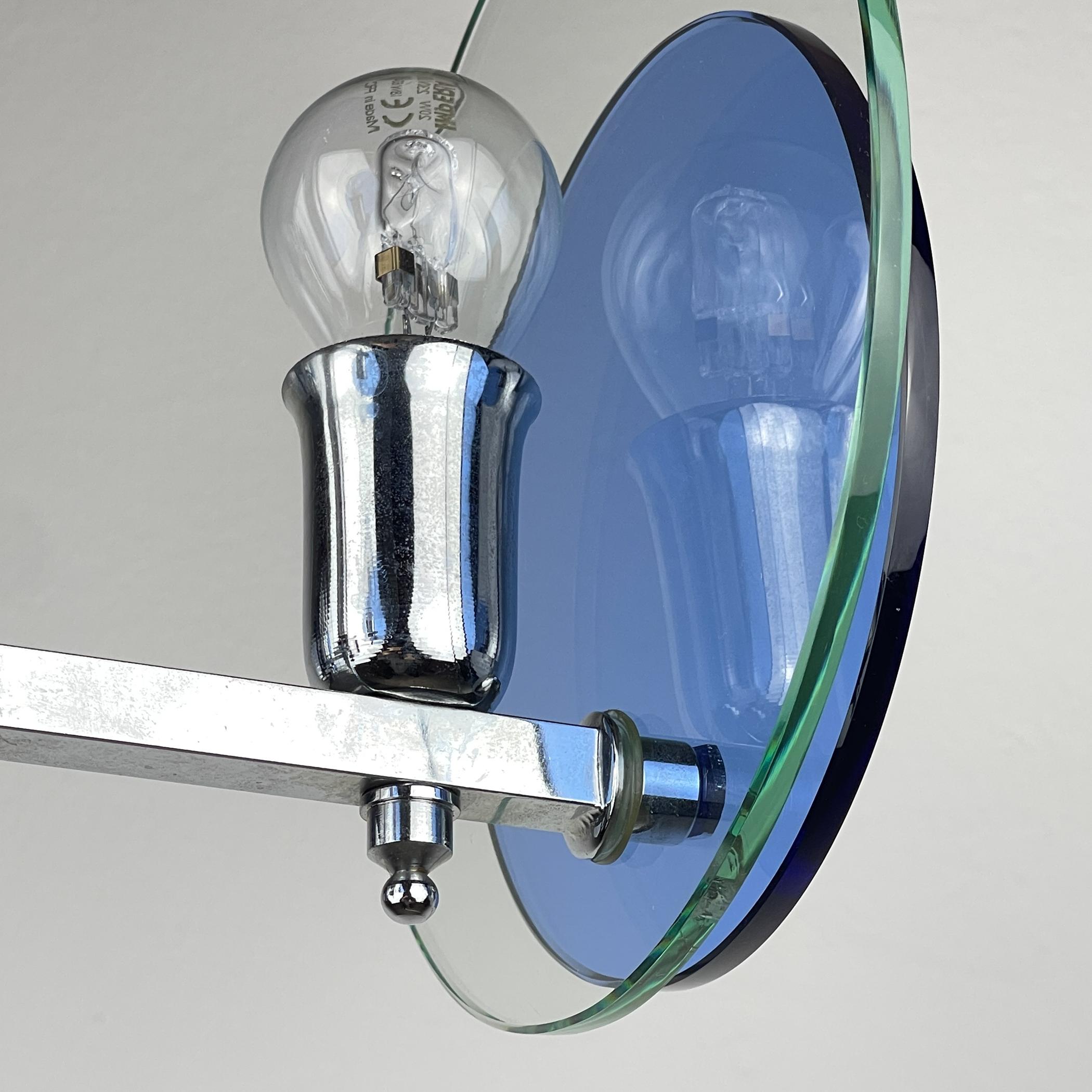 Lampe suspendue en verre d'art bleu du milieu du siècle par Veca, Italie, années 1970 en vente 8