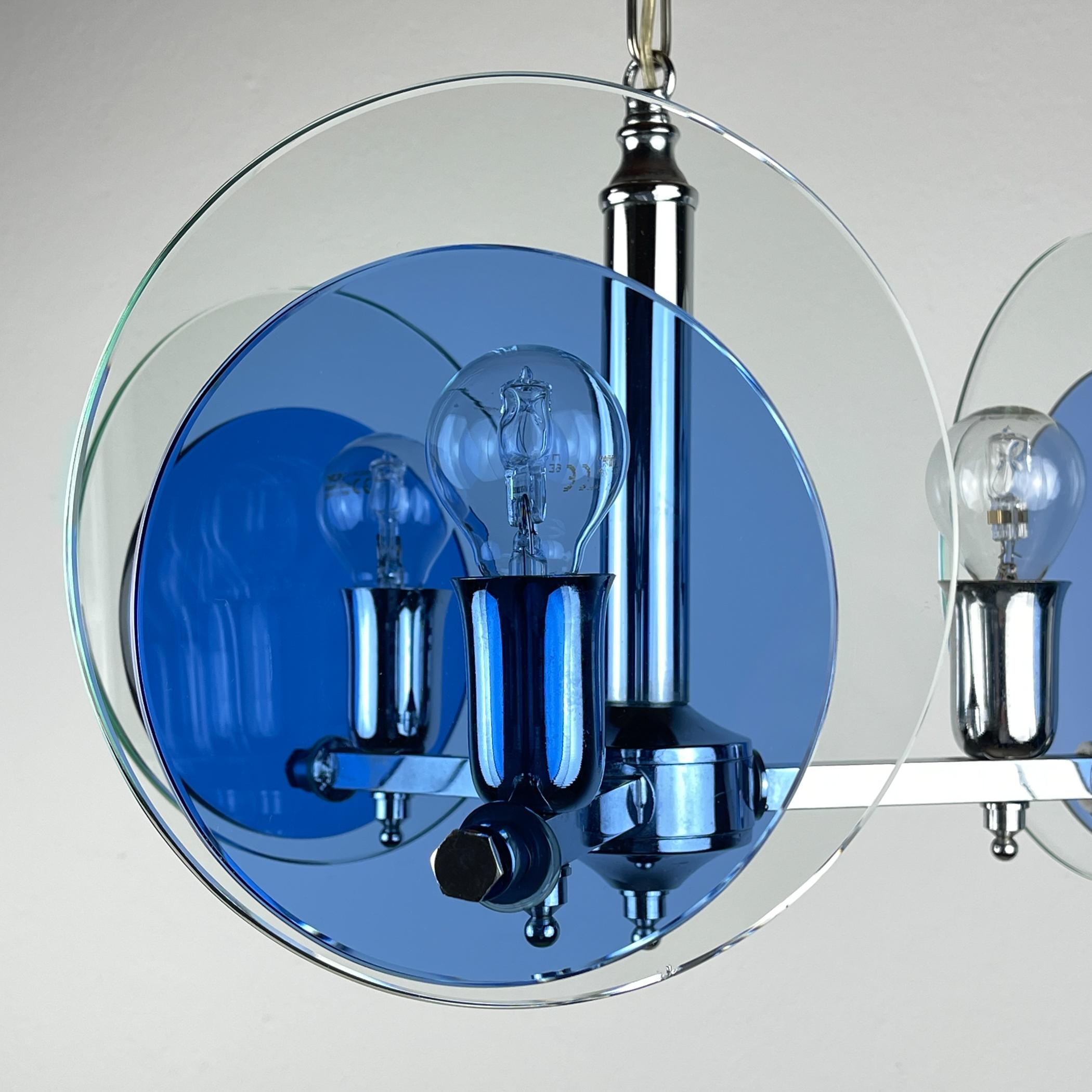 Lampe suspendue en verre d'art bleu du milieu du siècle par Veca, Italie, années 1970 en vente 10