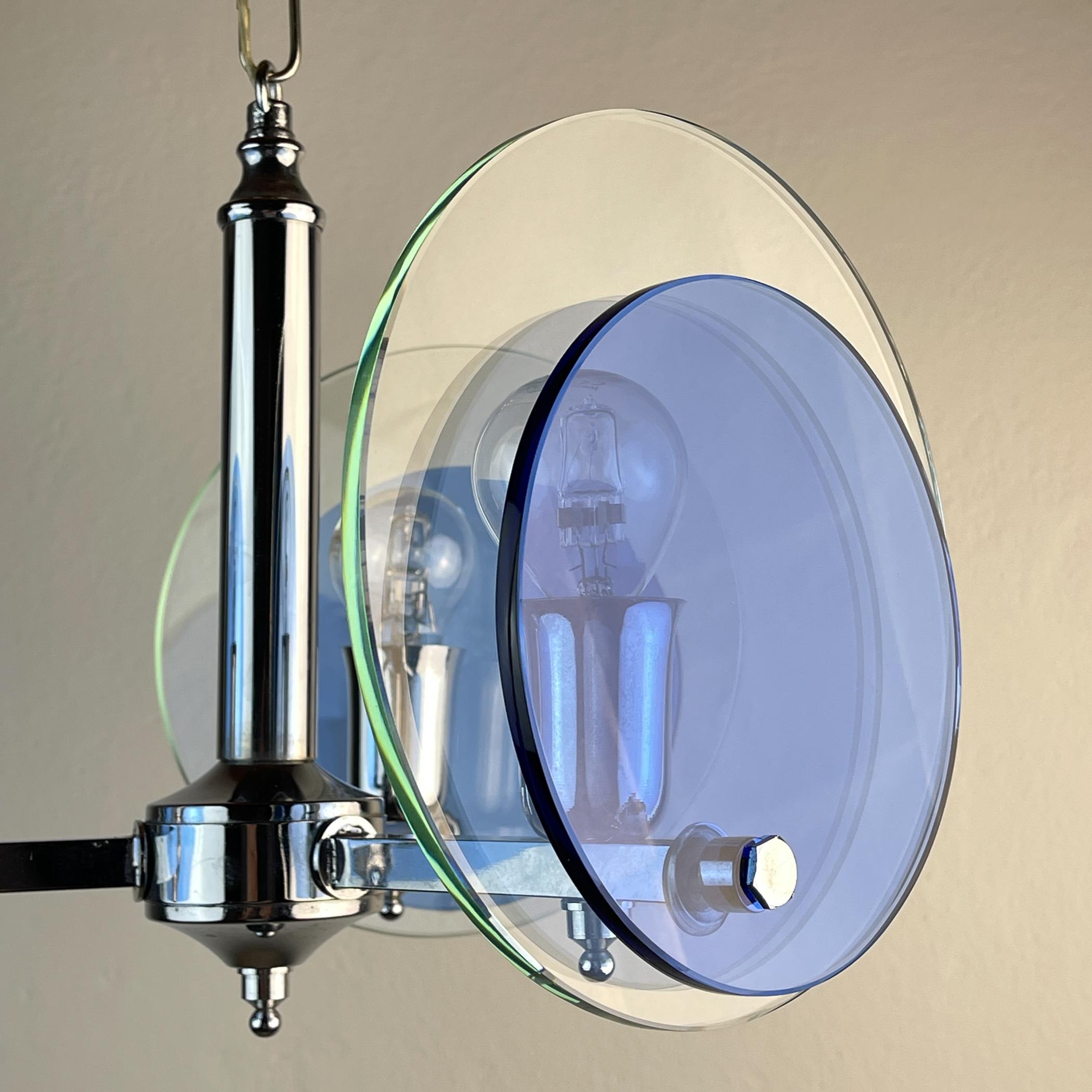 Métal Lampe suspendue en verre d'art bleu du milieu du siècle par Veca, Italie, années 1970 en vente