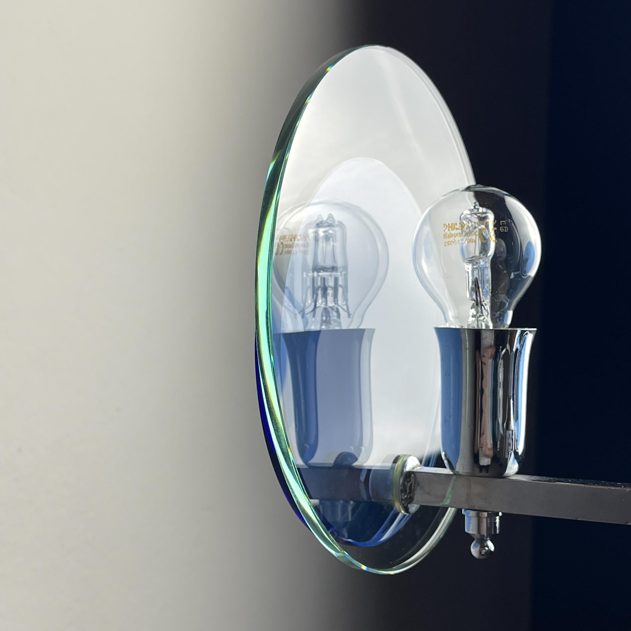 Lampe suspendue en verre d'art bleu du milieu du siècle par Veca, Italie, années 1970 en vente 2
