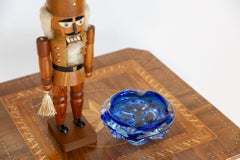 Mid Century Blue Artistic Glass Bowl Ashtray, Italy, 1970s