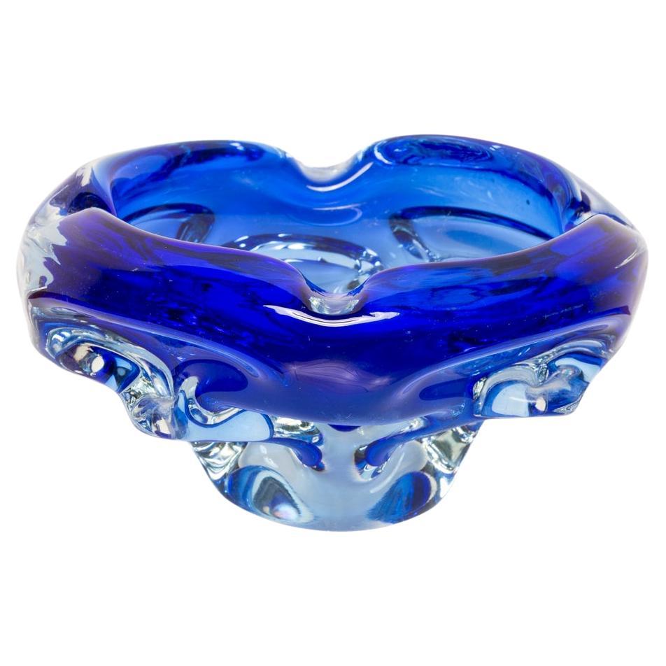 Posacenere a forma di ciotola in vetro Artistics blu, Italia, anni '70