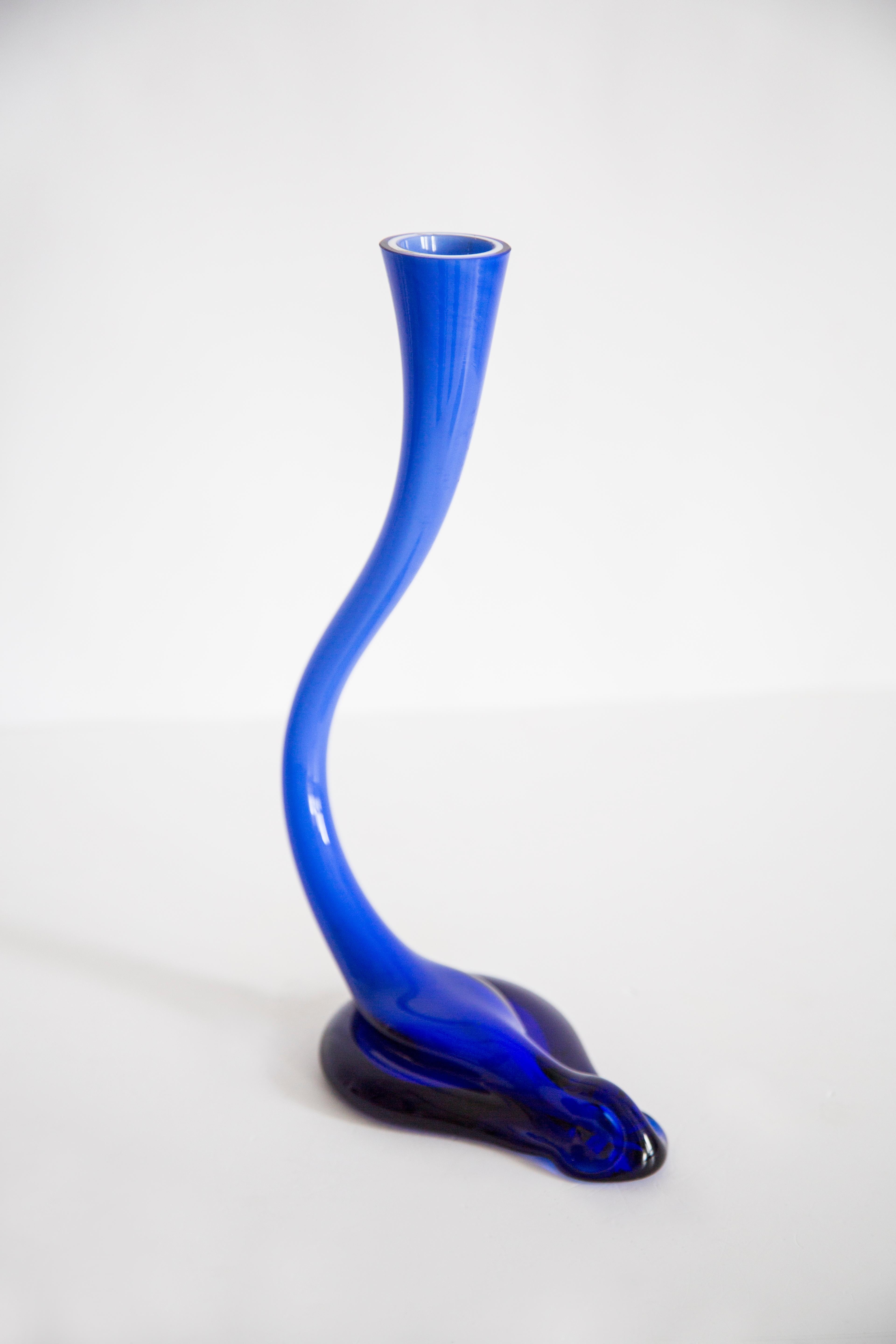 Mid Century Blue Artistic Twisted Vase, Europe, 1960s For Sale 3