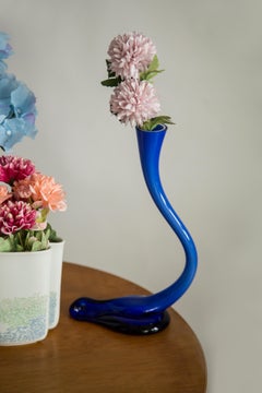 Mid Century Blue Artistic Twisted Vase, Europe, 1960s