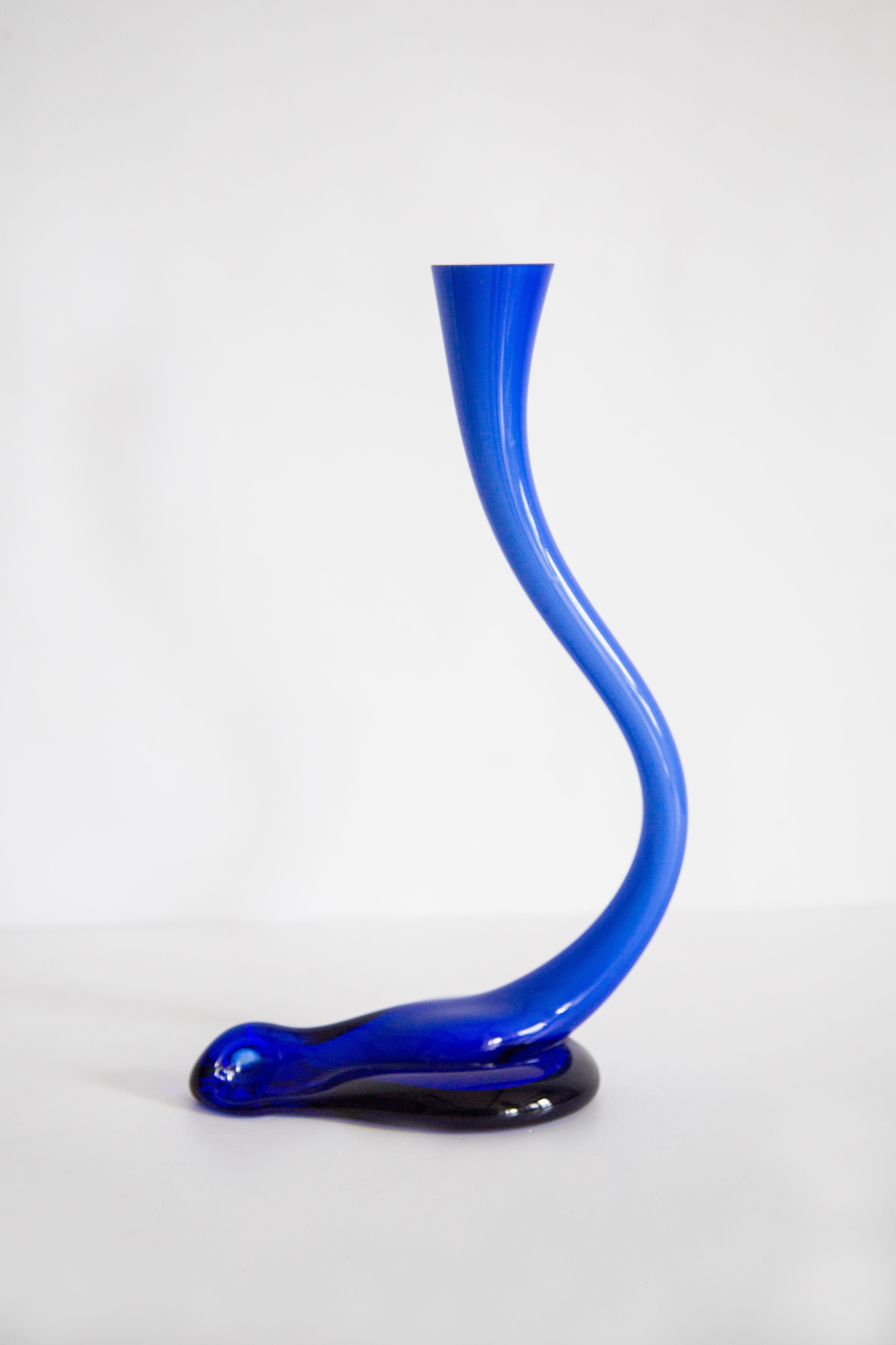 Italian Mid Century Blue Artistic Twisted Vase, Europe, 1960s For Sale