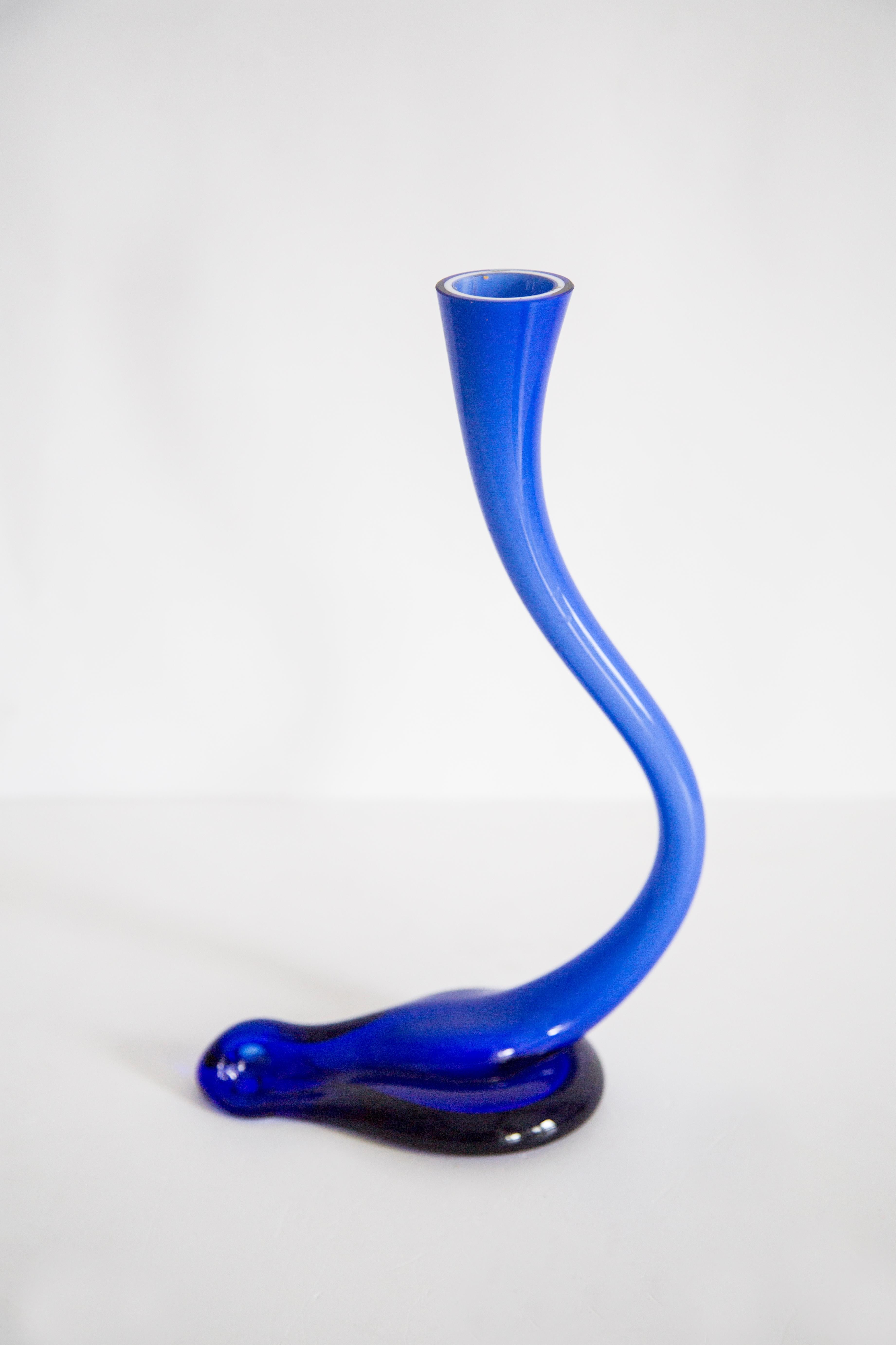 Mid Century Blue Artistic Twisted Vase, Europe, 1960s In Excellent Condition For Sale In 05-080 Hornowek, PL