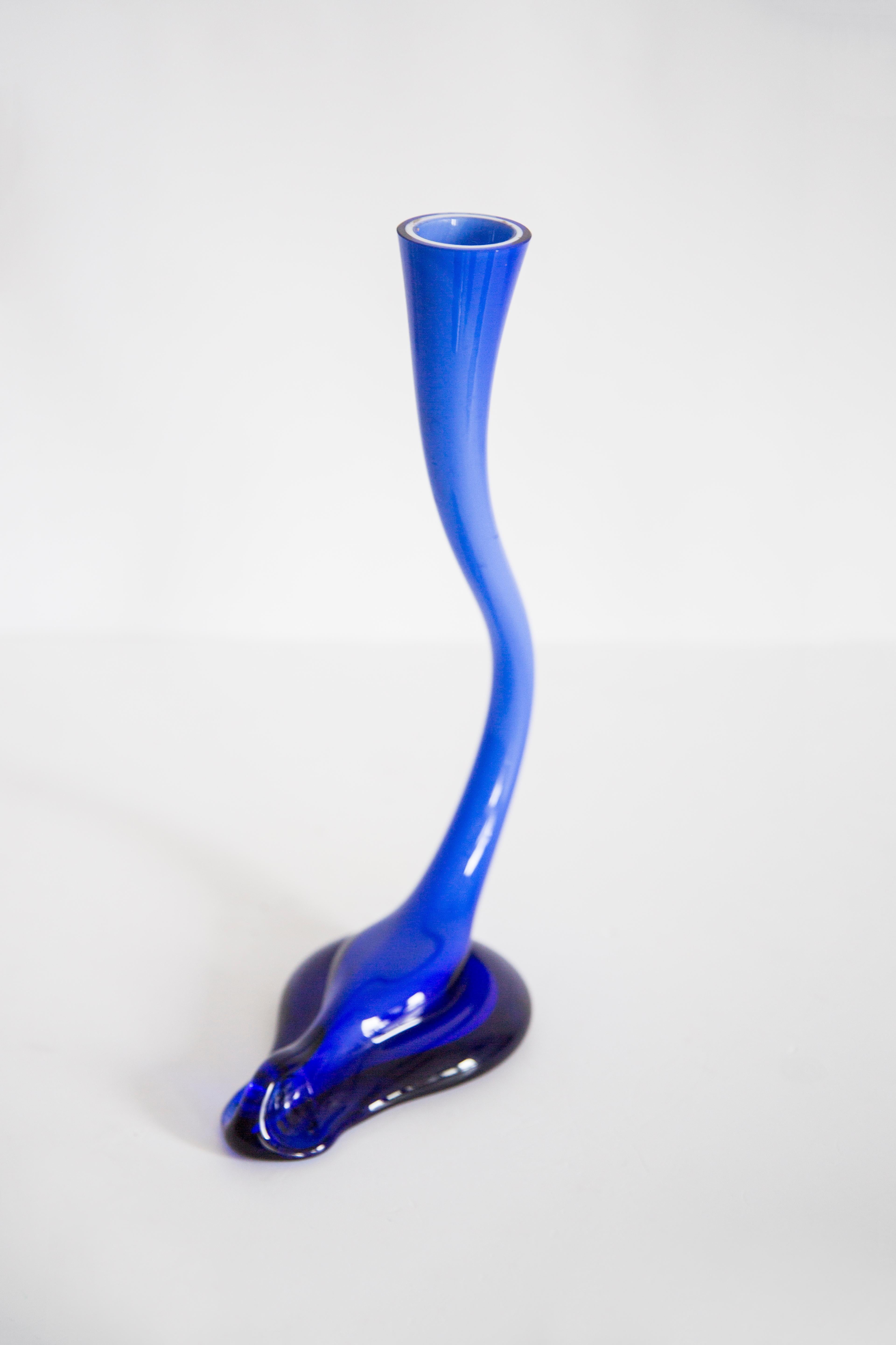 20th Century Mid Century Blue Artistic Twisted Vase, Europe, 1960s For Sale