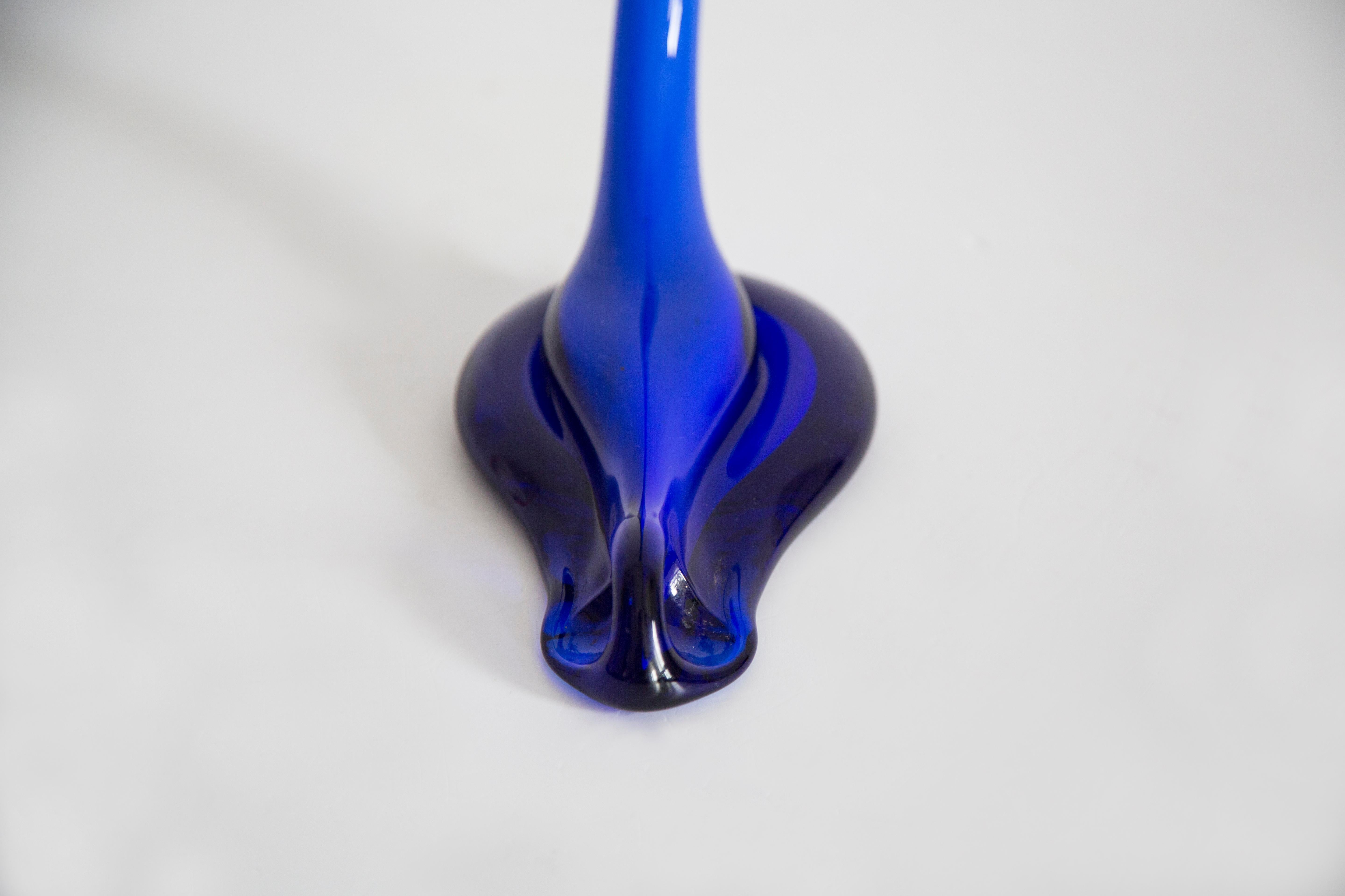 Mid Century Blue Artistic Twisted Vase, Europe, 1960s For Sale 1