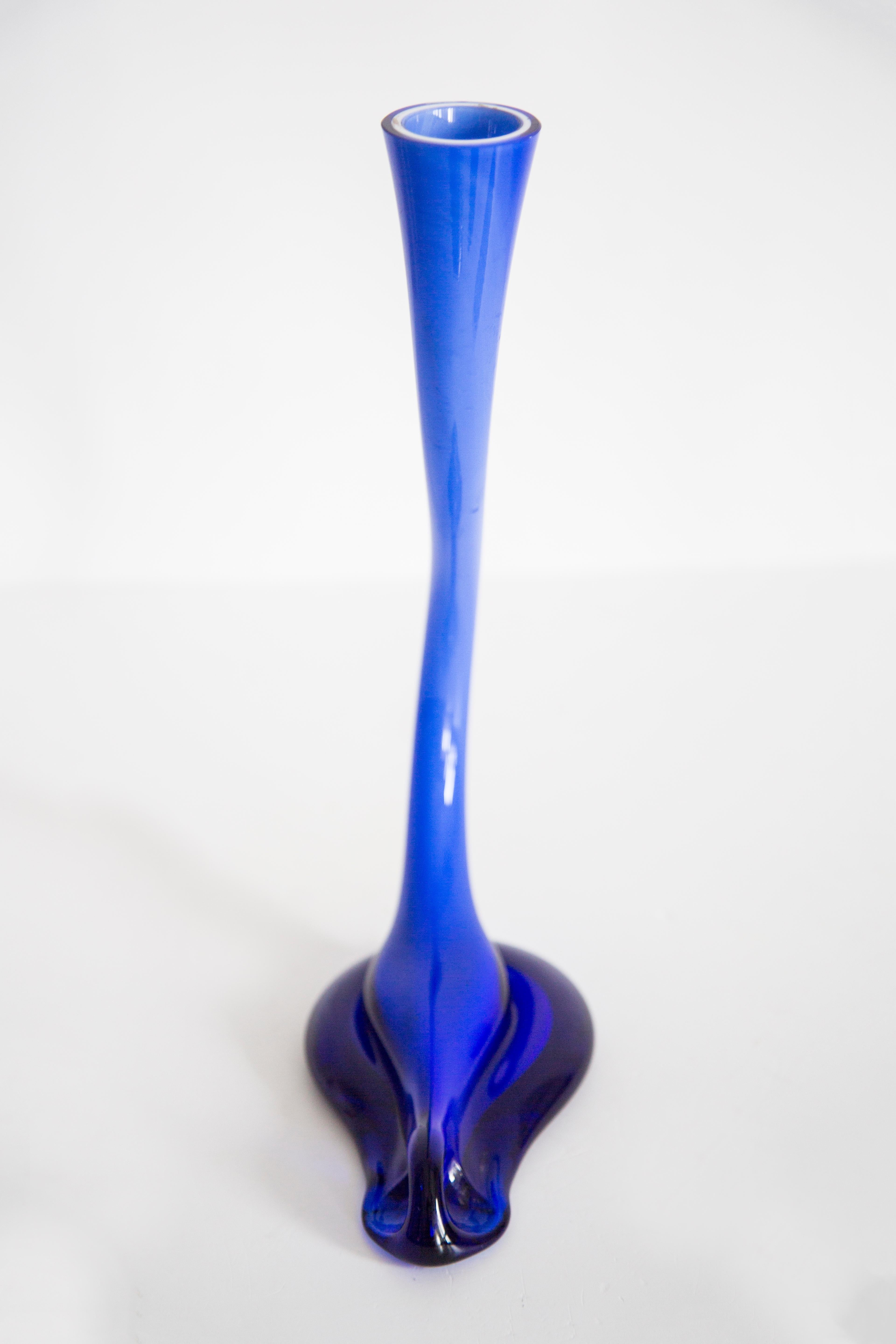 Mid Century Blue Artistic Twisted Vase, Europe, 1960s For Sale 2