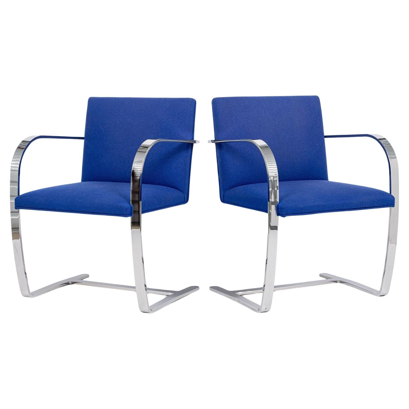 Mid Century Blue Brno Chairs by Mies van der Rohe for Knoll, 2006