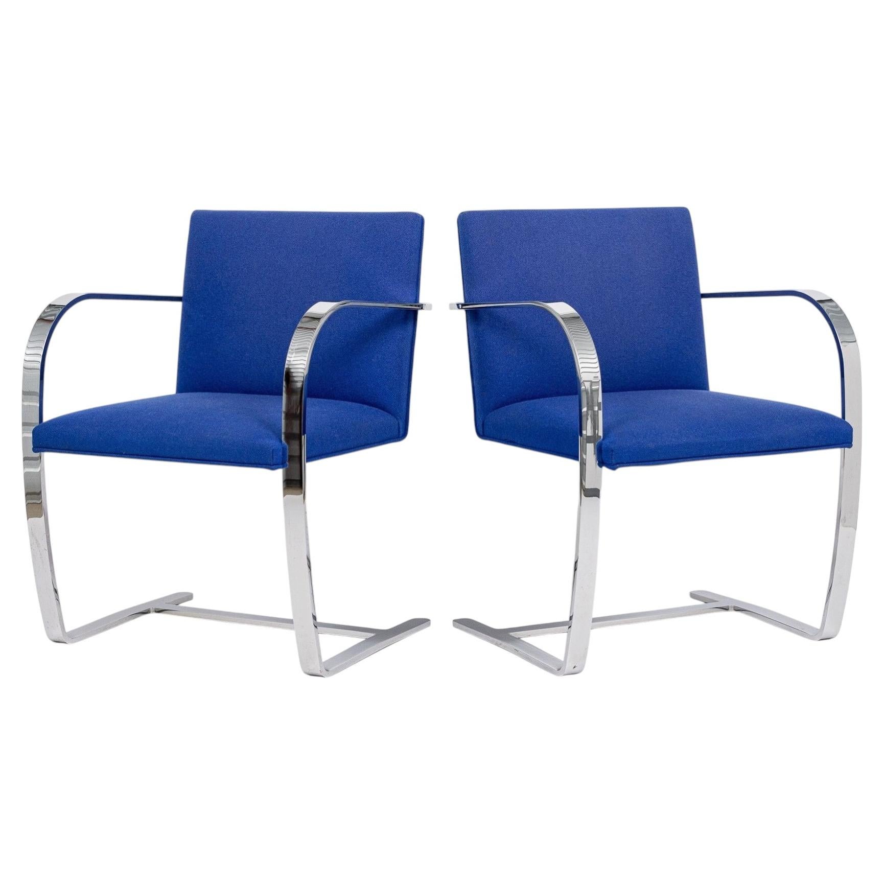 Mid Century Blue Brno Chairs by Mies van der Rohe for Knoll, 2006