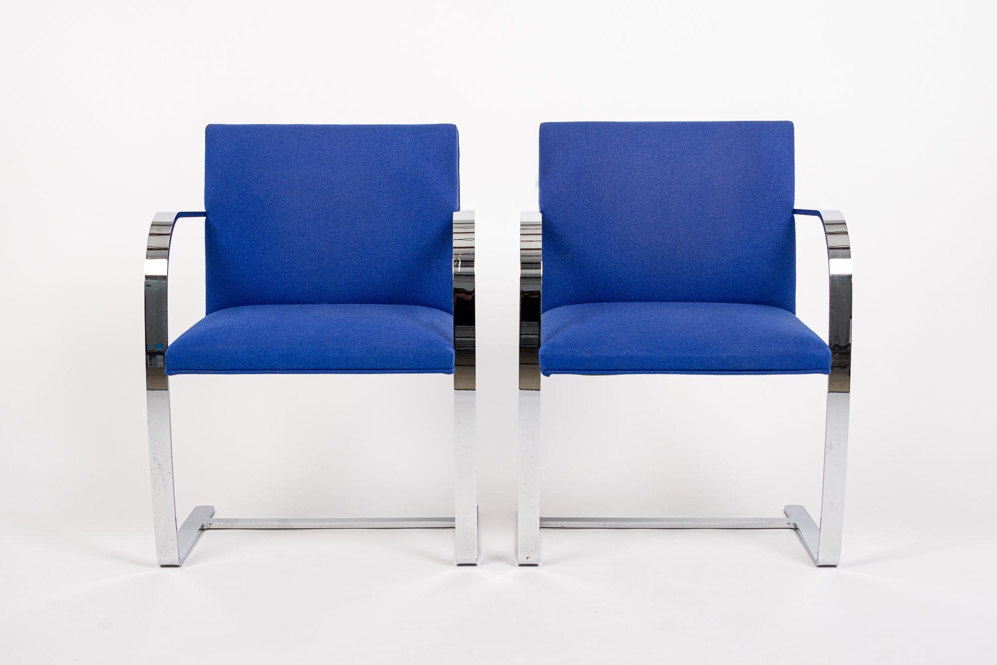 American Mid Century Blue Brno Chairs by Mies van der Rohe for Knoll For Sale