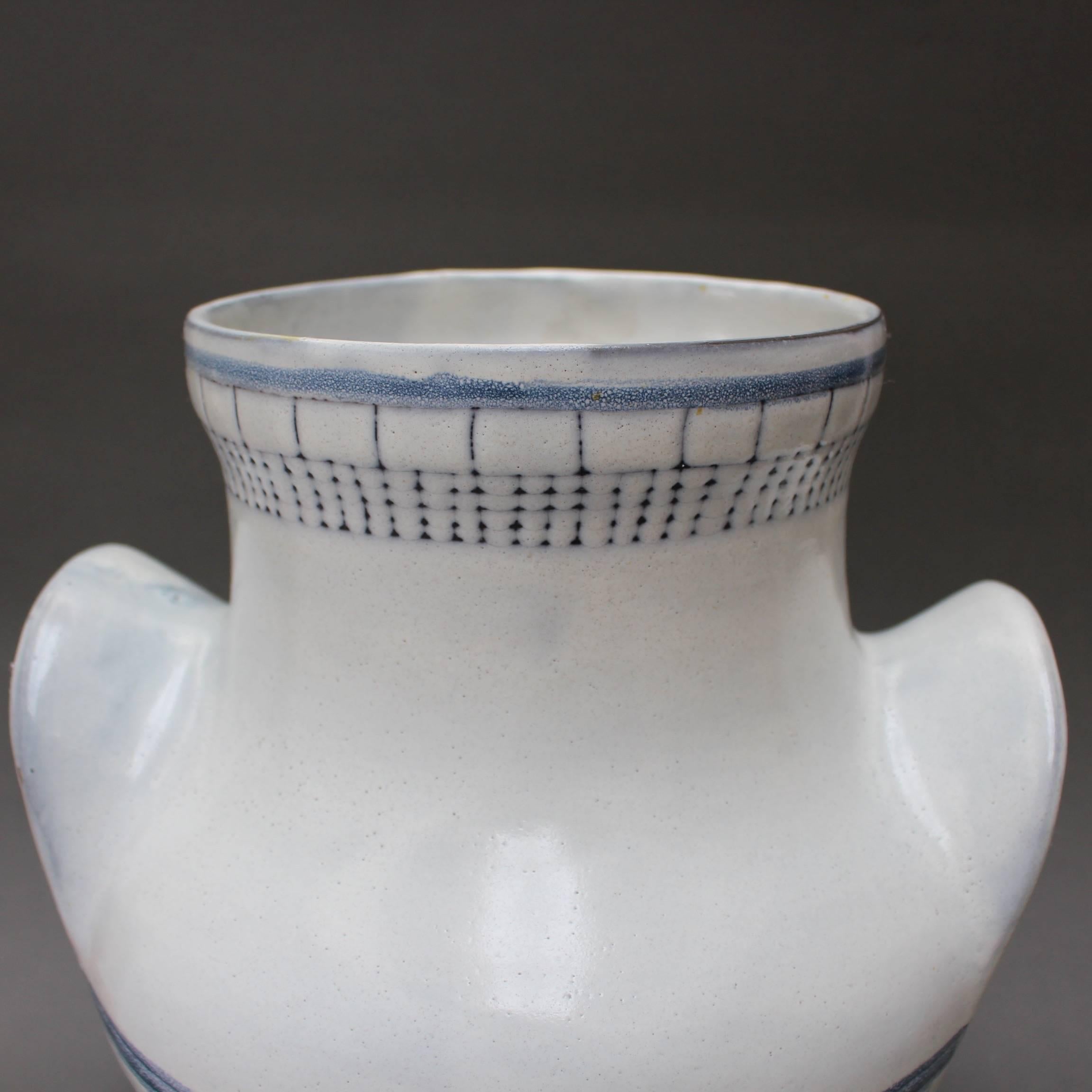 Mid-20th Century Mid-Century Blue Ceramic 'Eared' Vase (Vase à Oreilles) by Roger Capron, 1950s