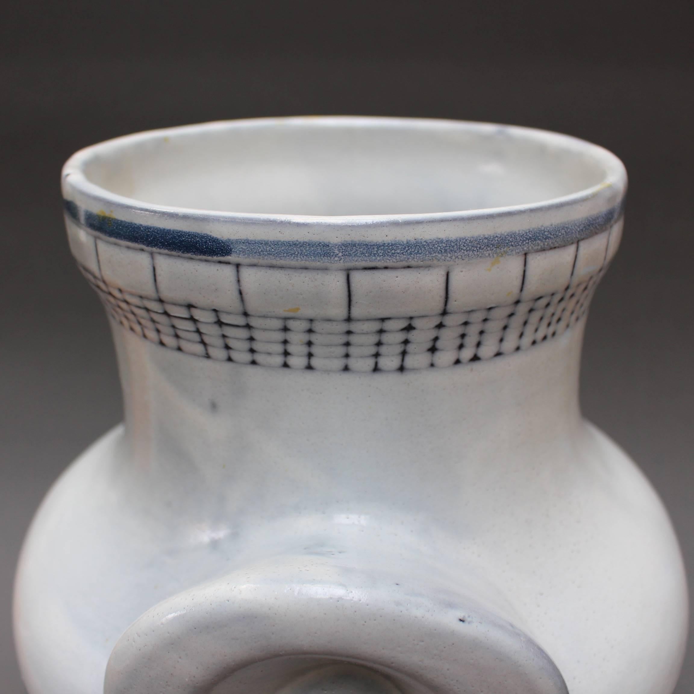 Mid-Century Blue Ceramic 'Eared' Vase (Vase à Oreilles) by Roger Capron, 1950s 2