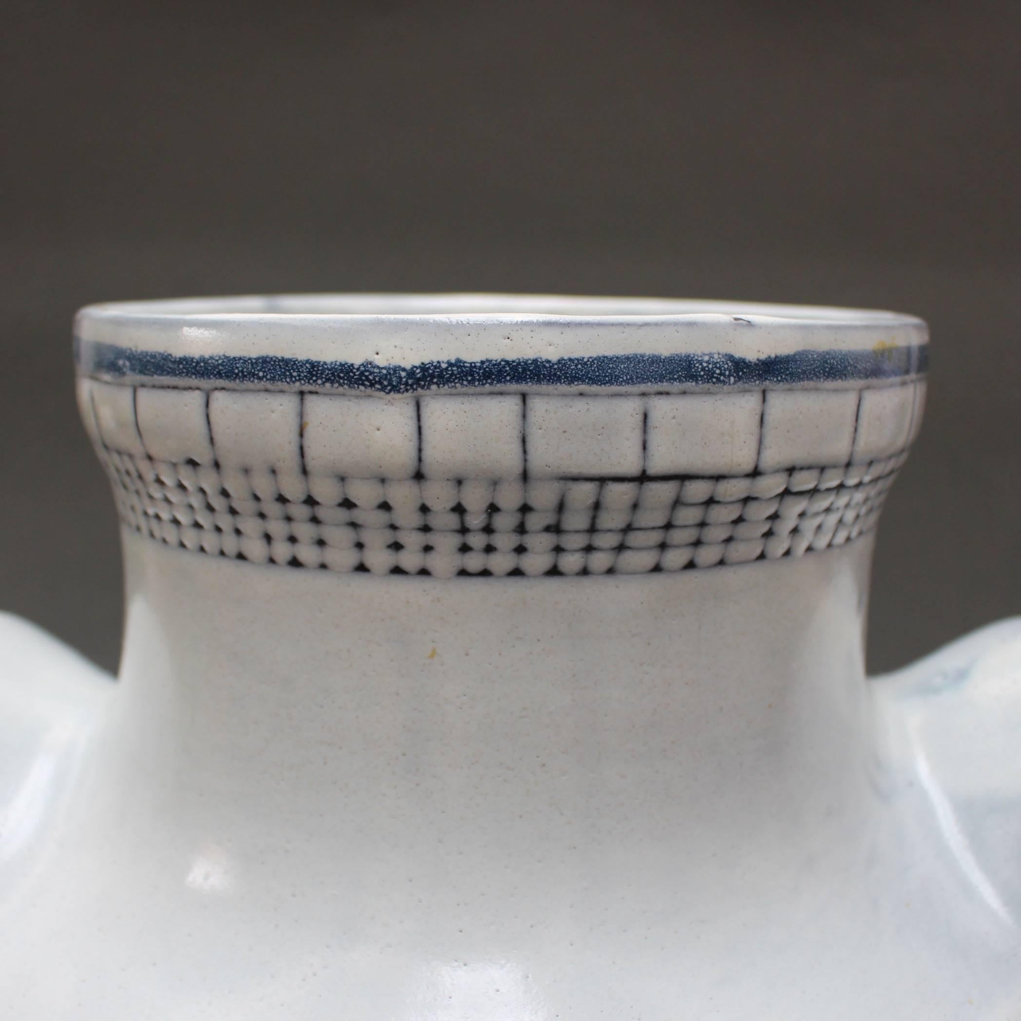 Mid-Century Blue Ceramic 'Eared' Vase (Vase à Oreilles) by Roger Capron, 1950s 3