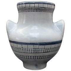 Mid-Century Blue Ceramic 'Eared' Vase (Vase à Oreilles) by Roger Capron, 1950s