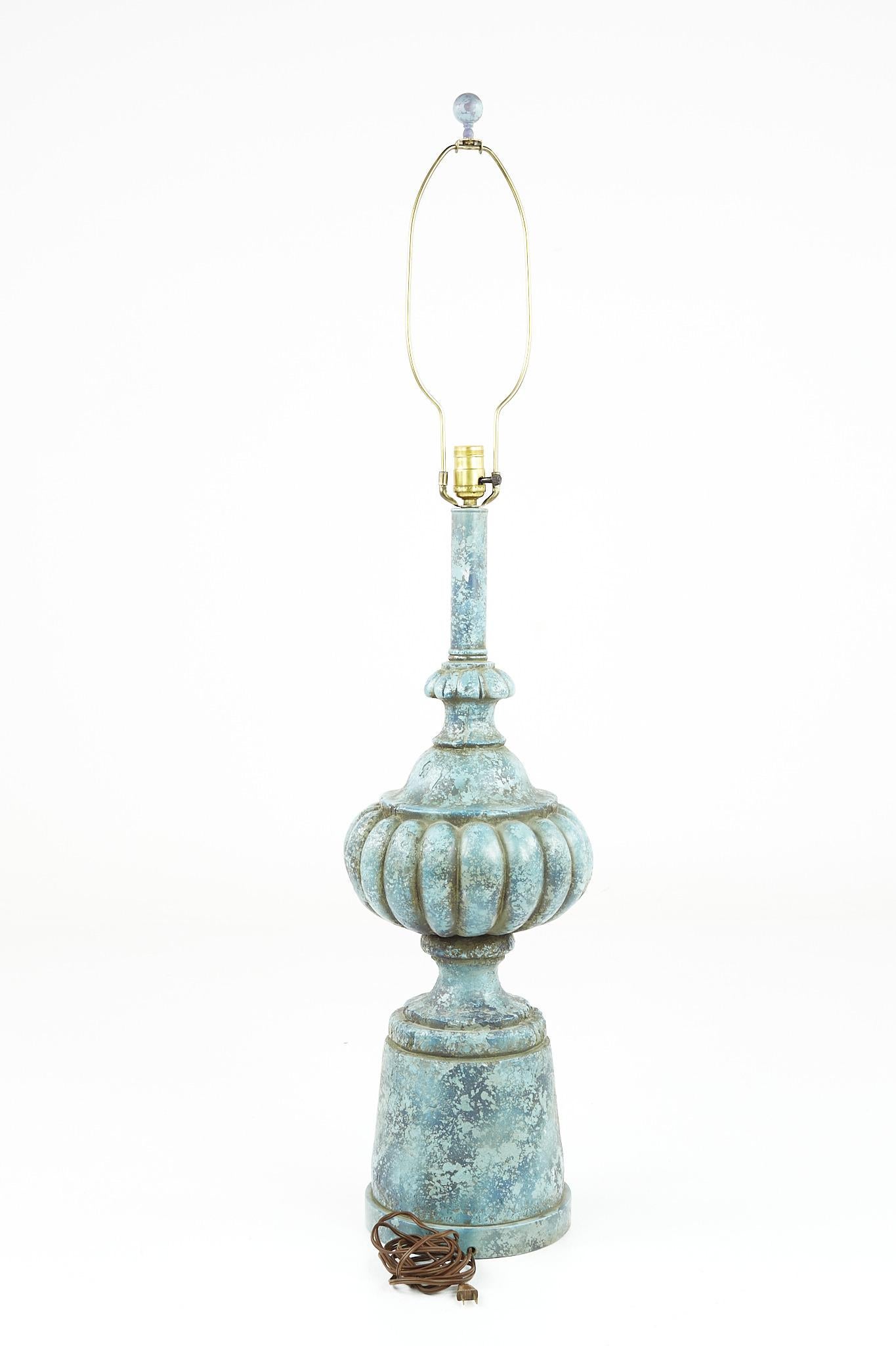 American Mid Century Blue Ceramic Table Lamp For Sale