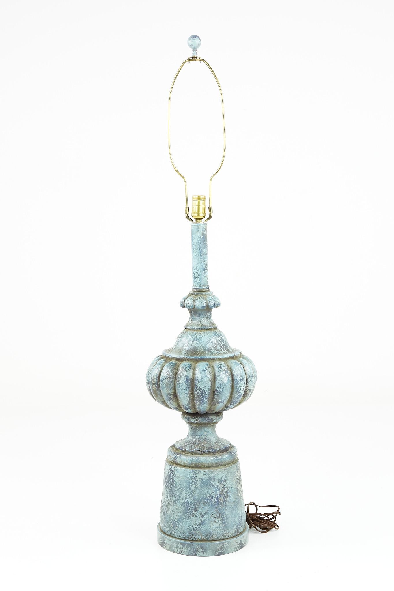Late 20th Century Mid Century Blue Ceramic Table Lamp For Sale
