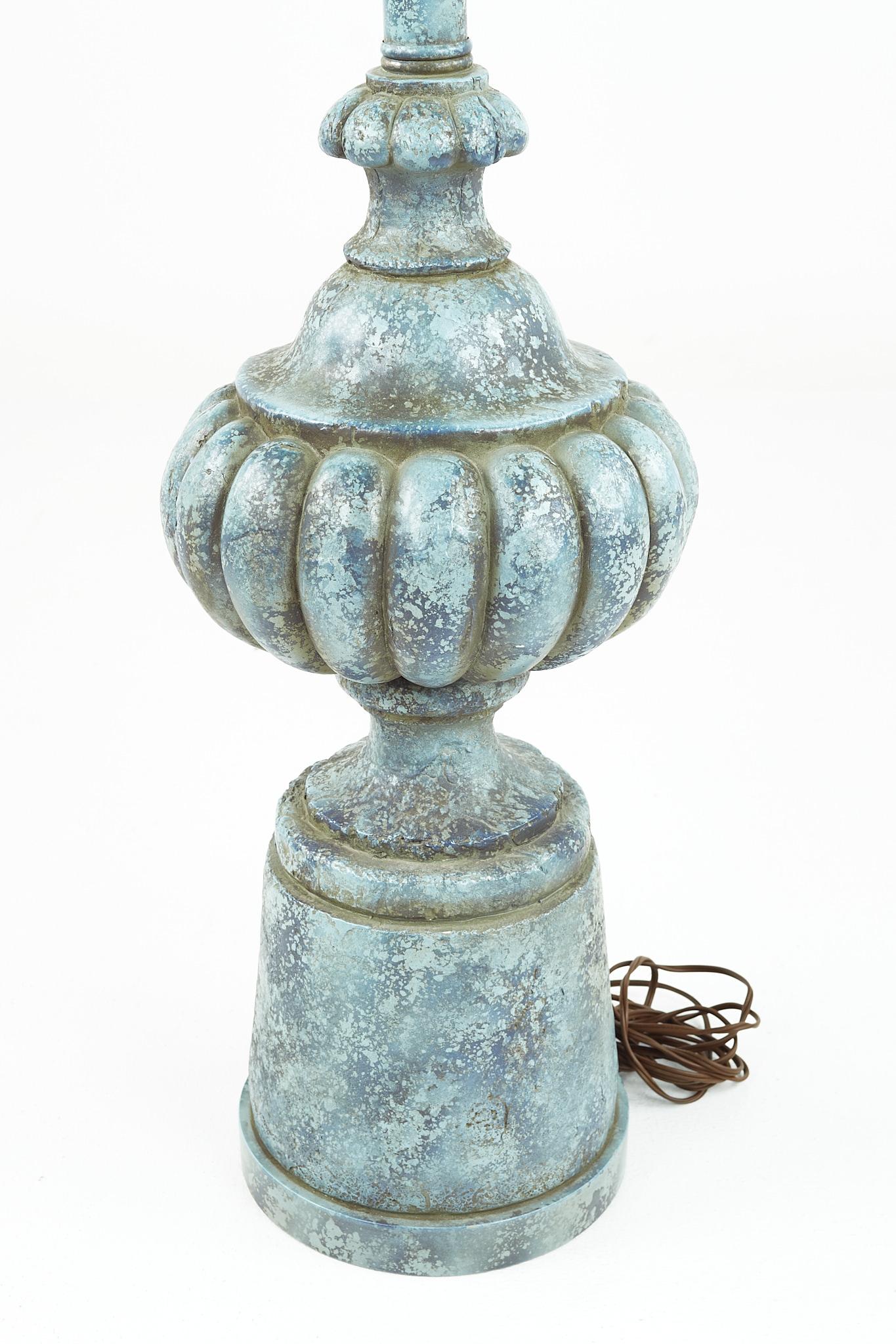 Blaue Keramik-Tischlampe aus der Mitte des Jahrhunderts im Angebot 1