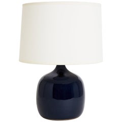 Midcentury Blue Ceramic Table Lamp, in the Manner of Jacques and Dani Ruelland