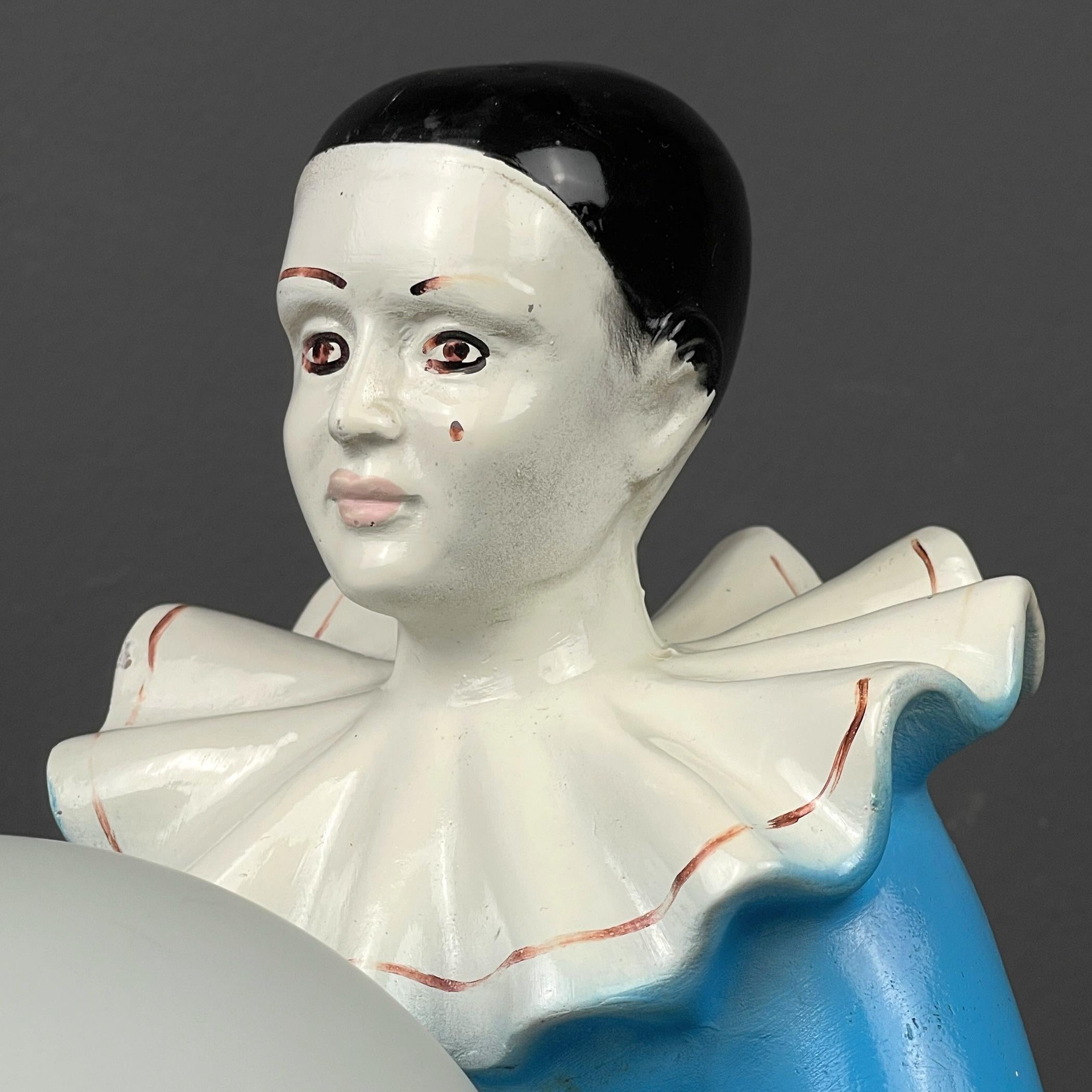 Mid-century blue ceramic table lamp Pierrot 1960s  For Sale 1
