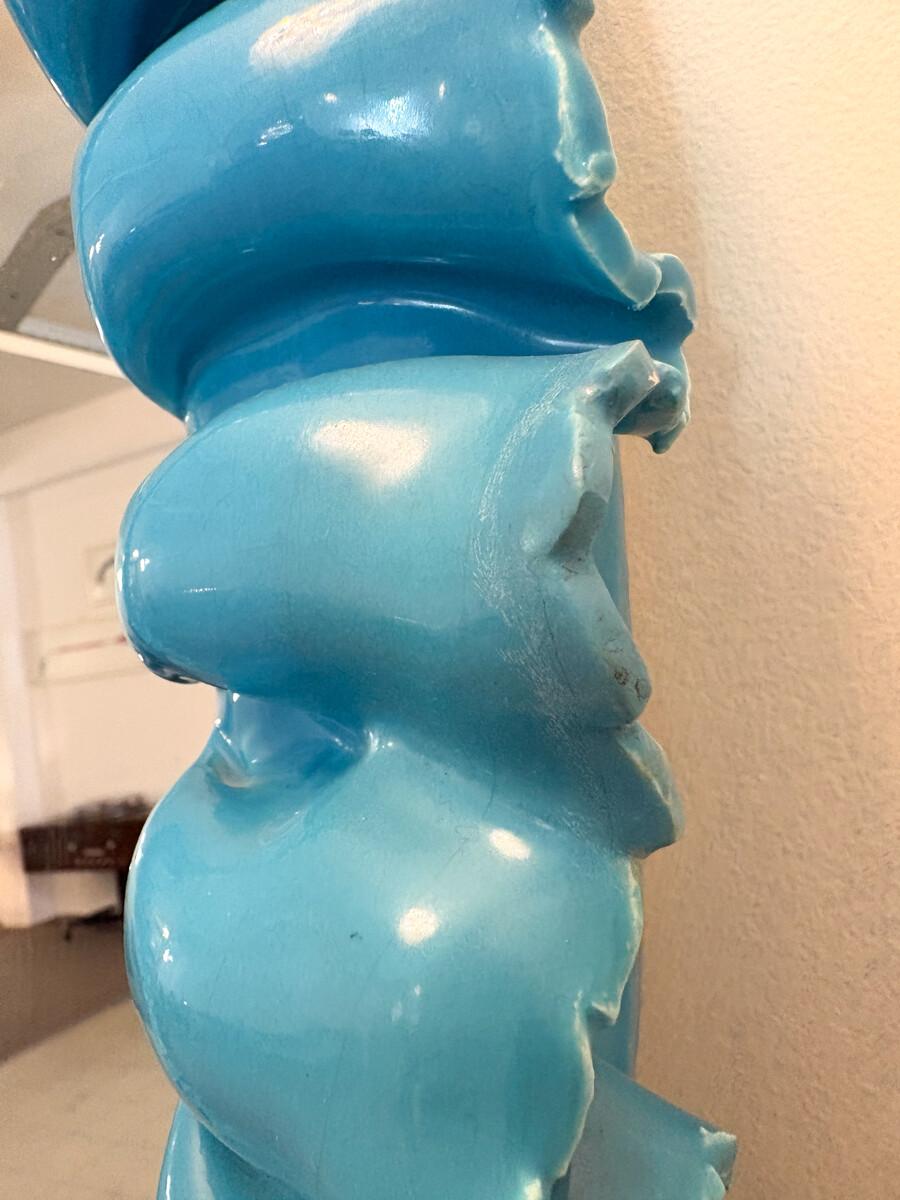 Espejo de pared de cerámica azul de mediados de siglo de Fausto Melotti - Italia Años 50 Italiano en venta