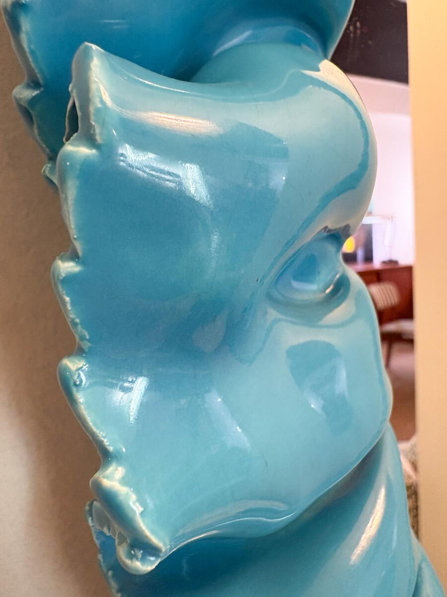 Espejo de pared de cerámica azul de mediados de siglo de Fausto Melotti - Italia Años 50 mediados del siglo XX en venta