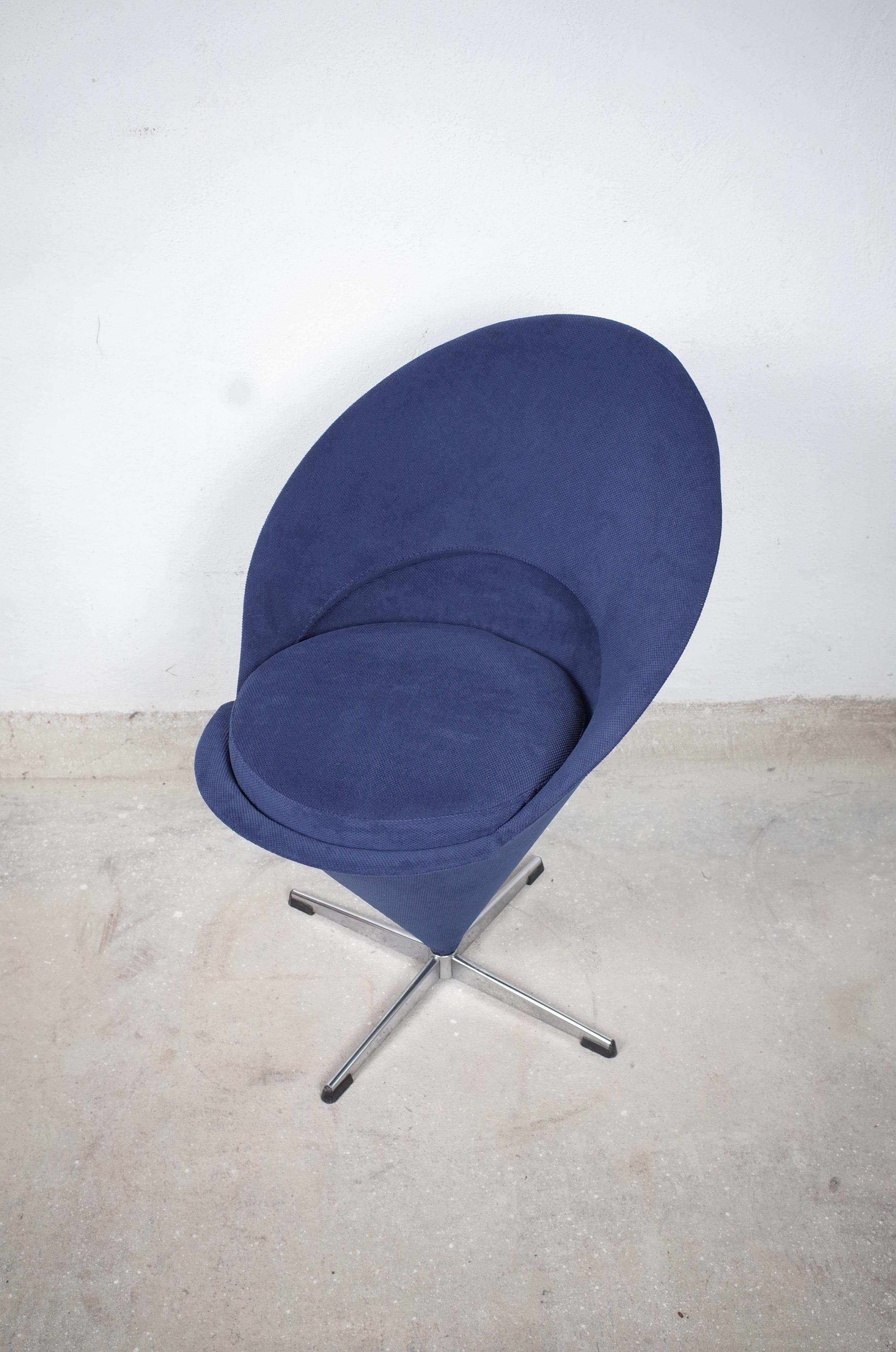 German Midcentury Blue Cone Chair by Verner Panton, 1960s For Sale