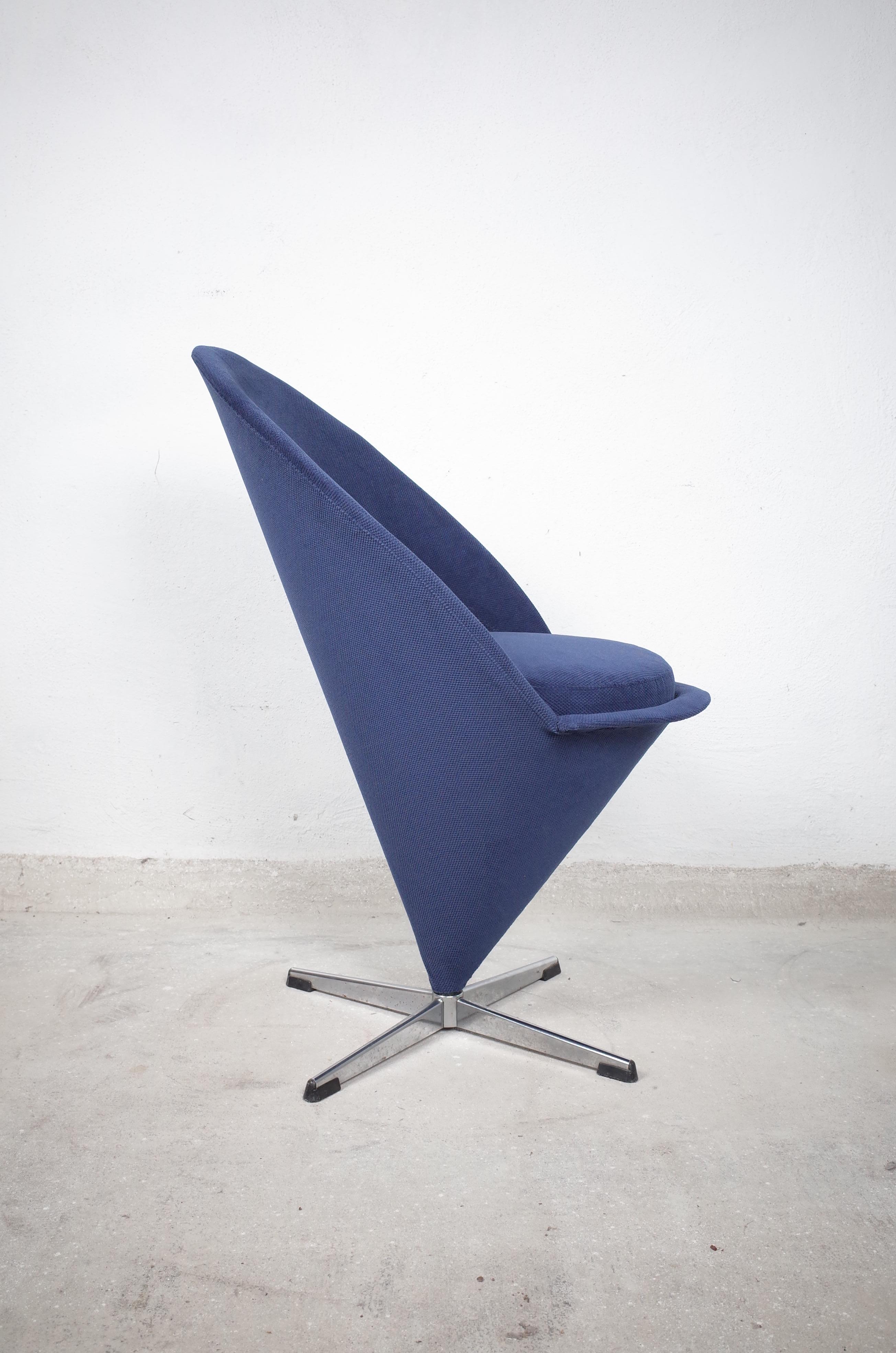 Mid-20th Century Midcentury Blue Cone Chair by Verner Panton, 1960s For Sale
