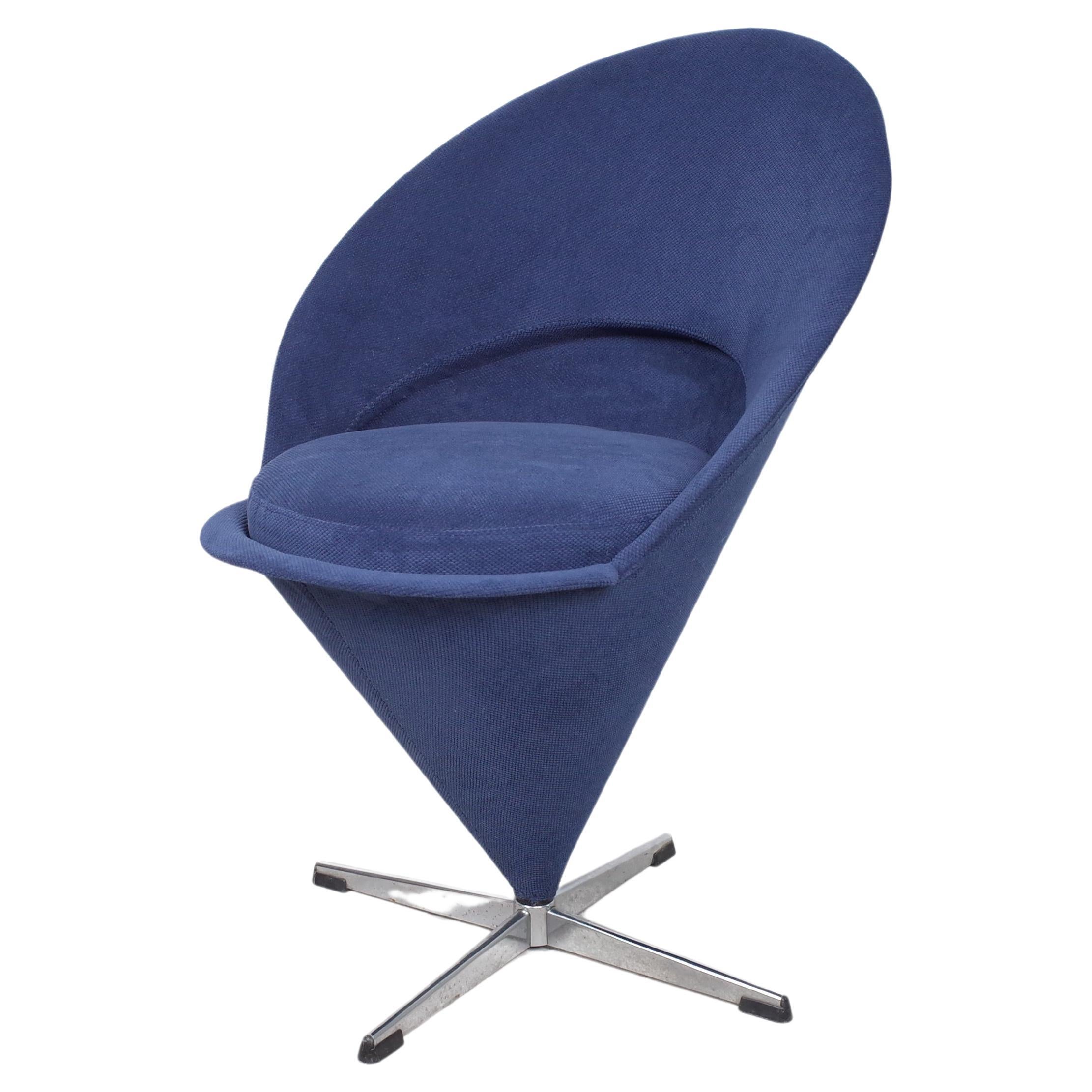 Midcentury Blue Cone Chair by Verner Panton, 1960s For Sale