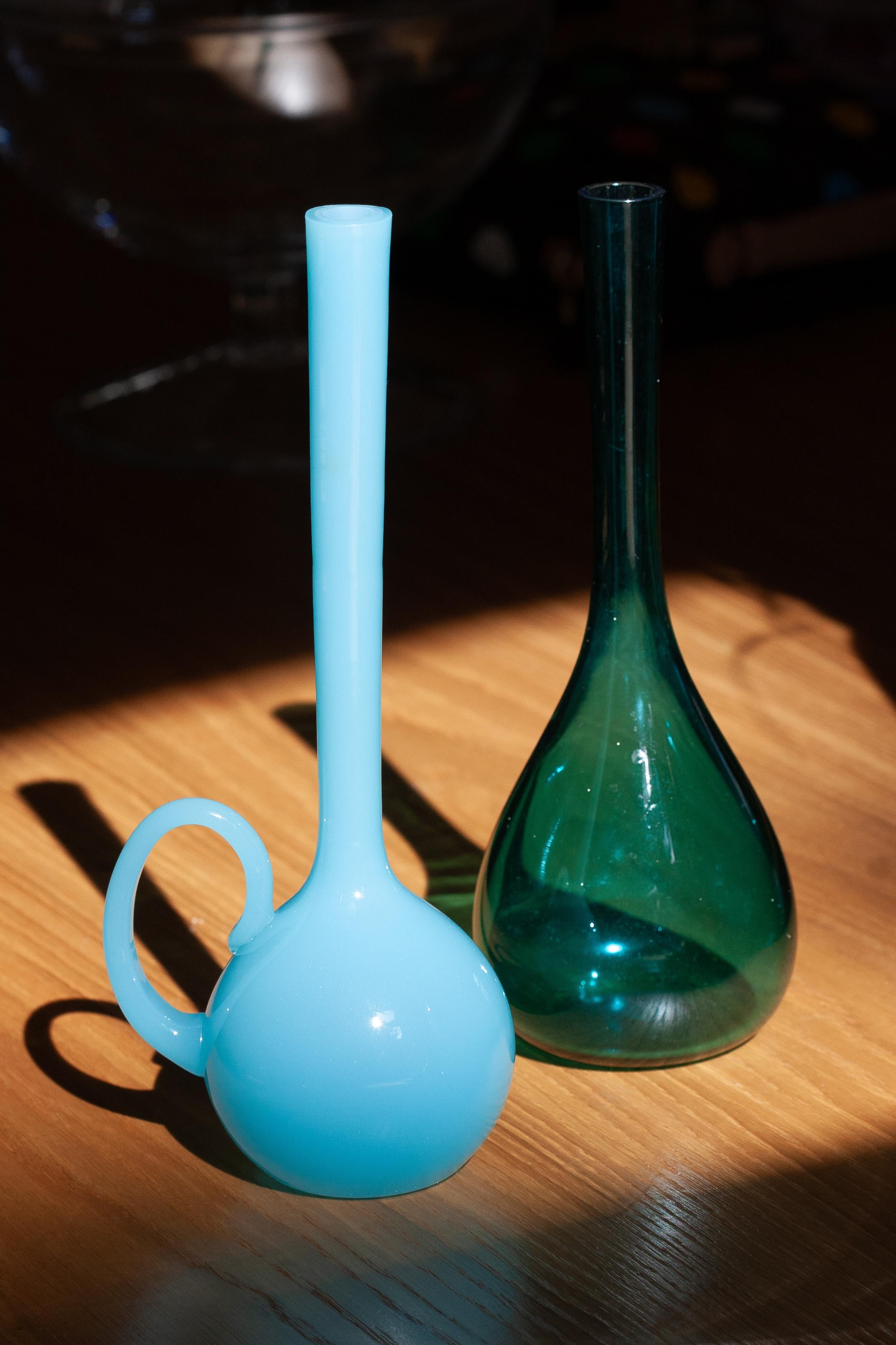 Mid-Century Modern Mid Century Blue Decorative Glass Vase, Europe, 1960s For Sale