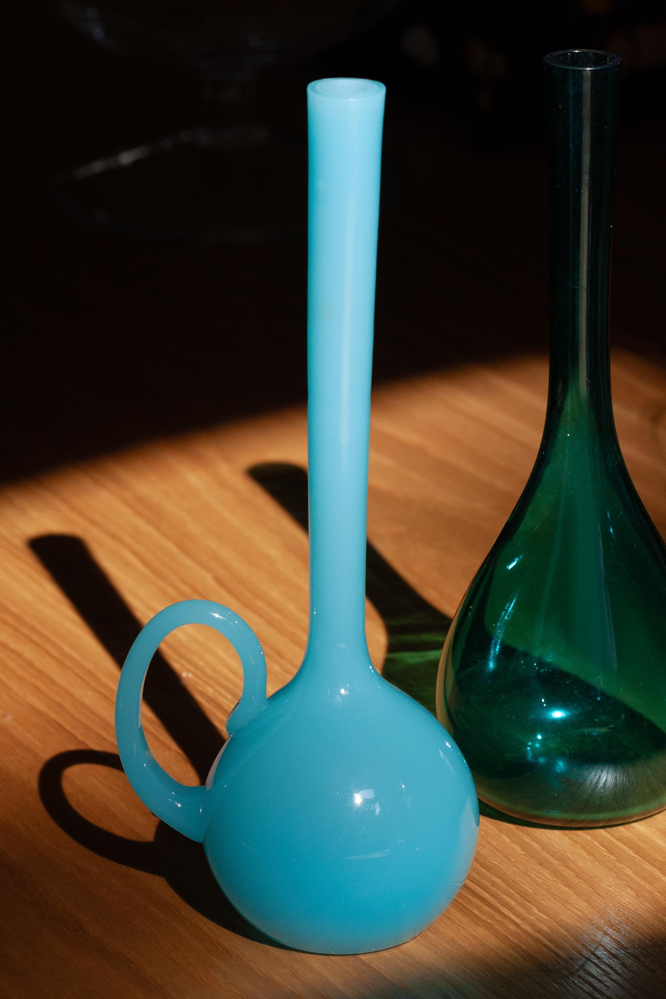 Mid Century Blue Decorative Glass Vase, Europe, 1960s For Sale 1