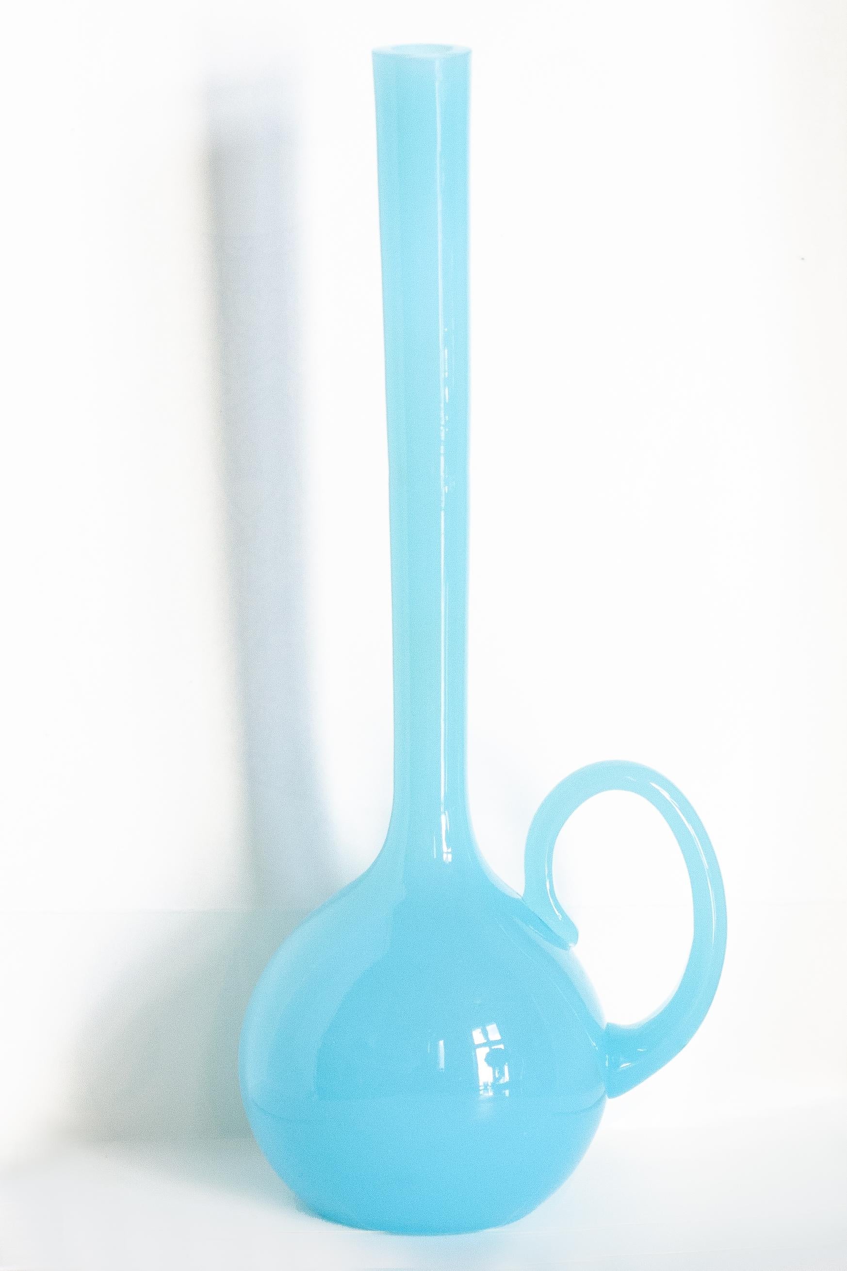 Mid Century Blue Decorative Glass Vase, Europe, 1960s For Sale 2