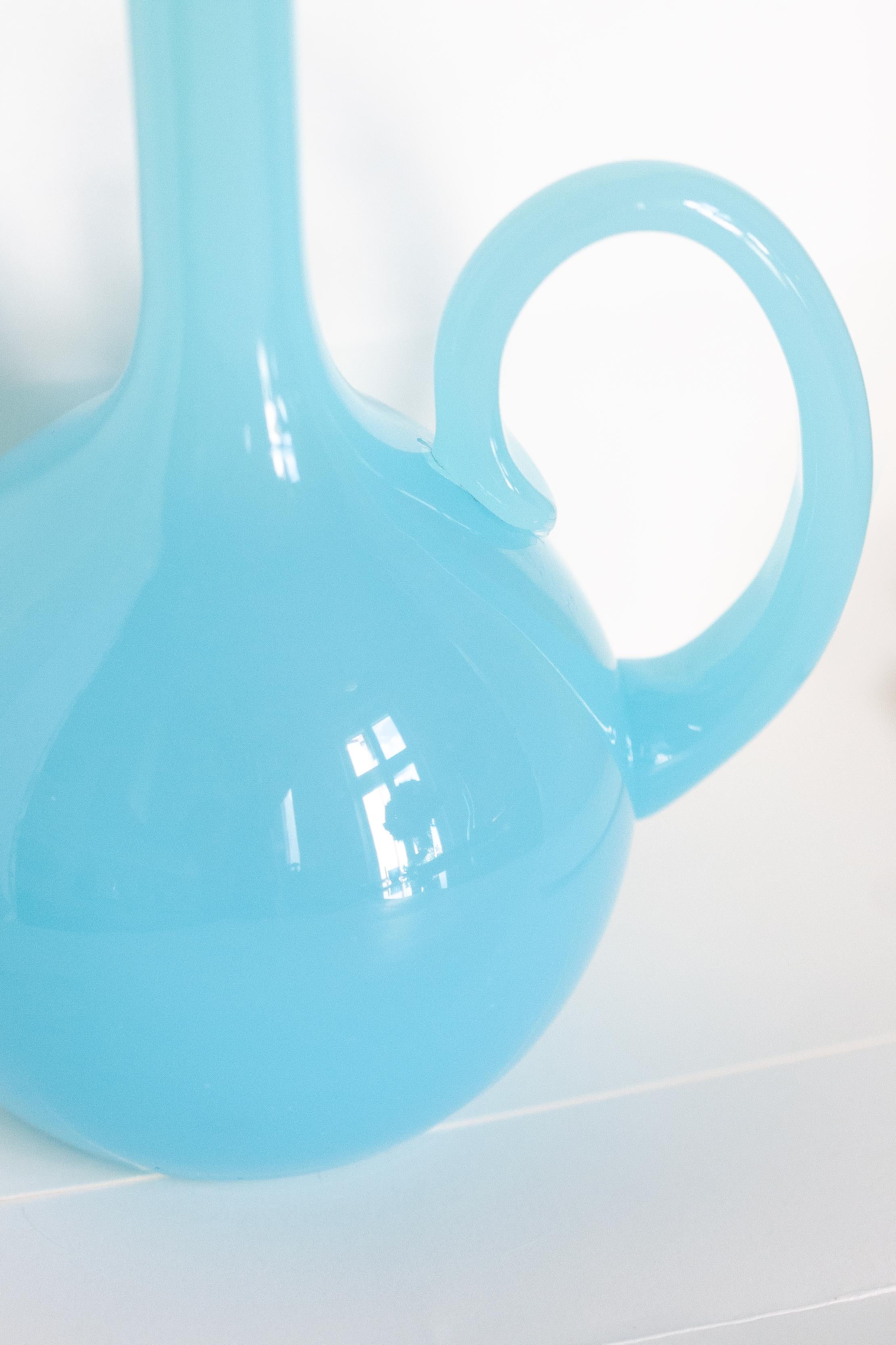 Mid Century Blue Decorative Glass Vase, Europe, 1960s For Sale 3
