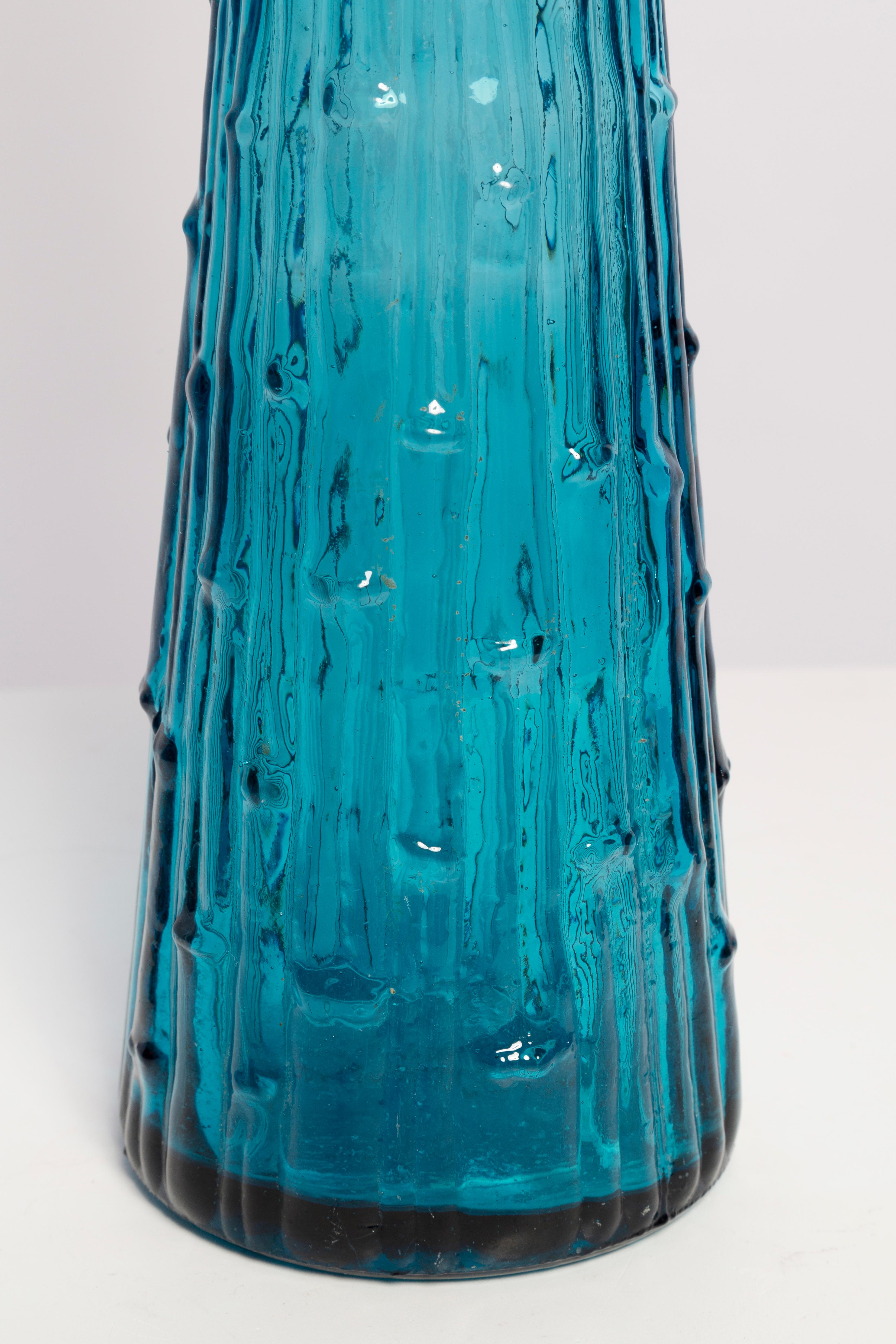 Mid-Century Modern Mid-Century Blue Empoli Glass Genie Decanter Bottle with Stopper, Italy, 1960s
